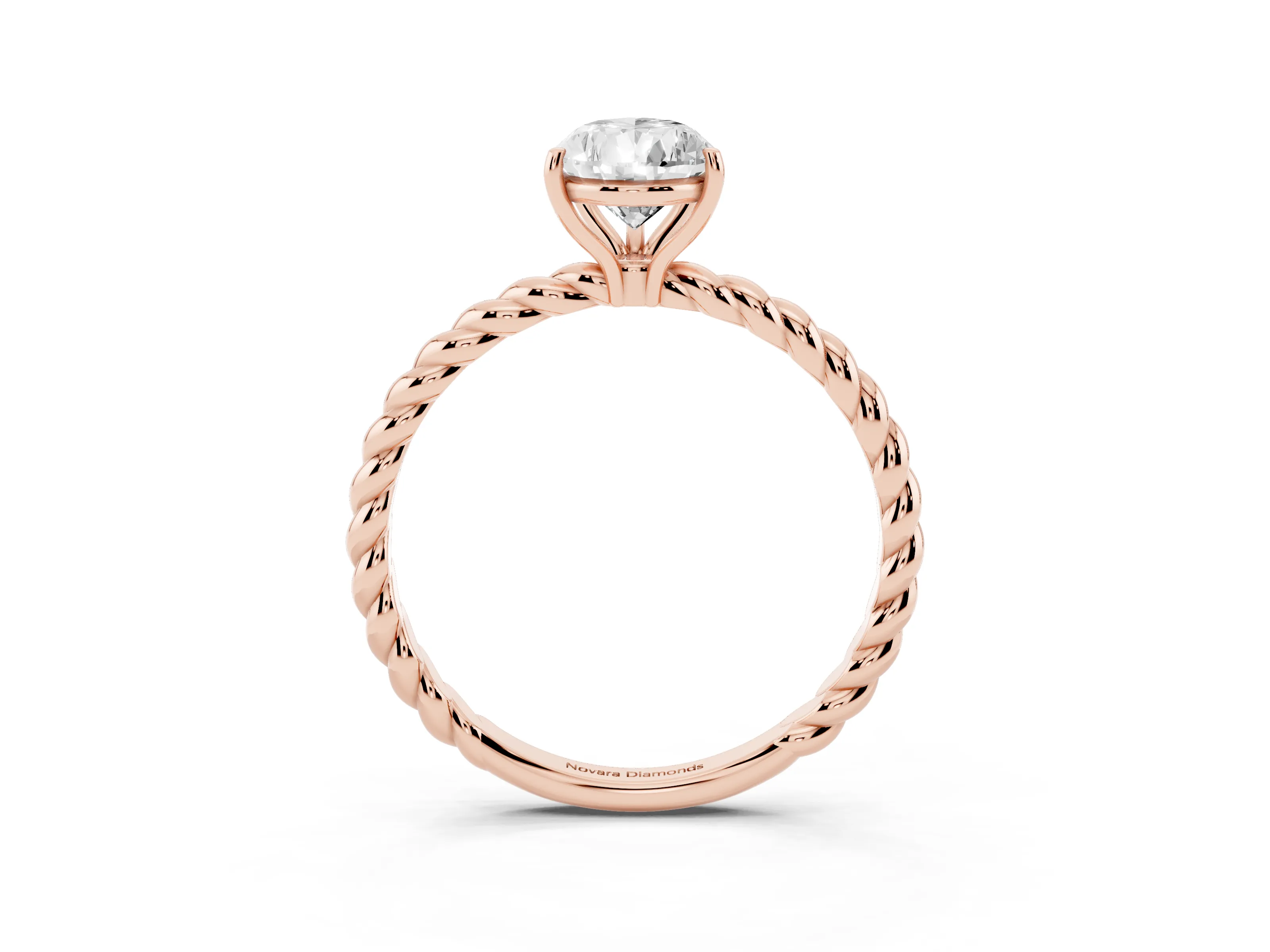 Pear Cut Diamond Solitaire Ring Set in Rose gold with Twist Band and Prong Setting