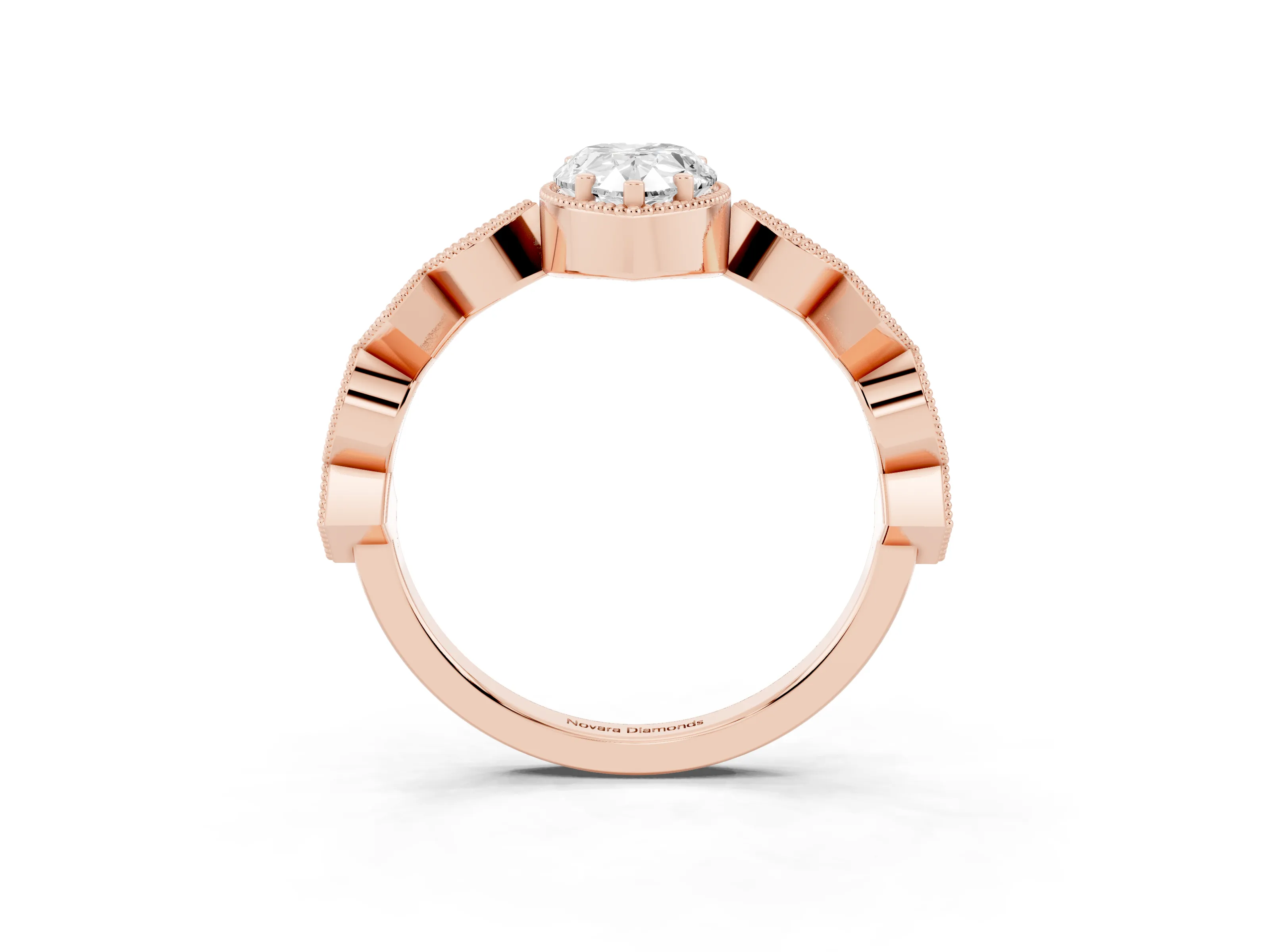 Pear Cut Diamond Milgrain Marquise Twist Band Ring Set in Rose gold with Prong Setting