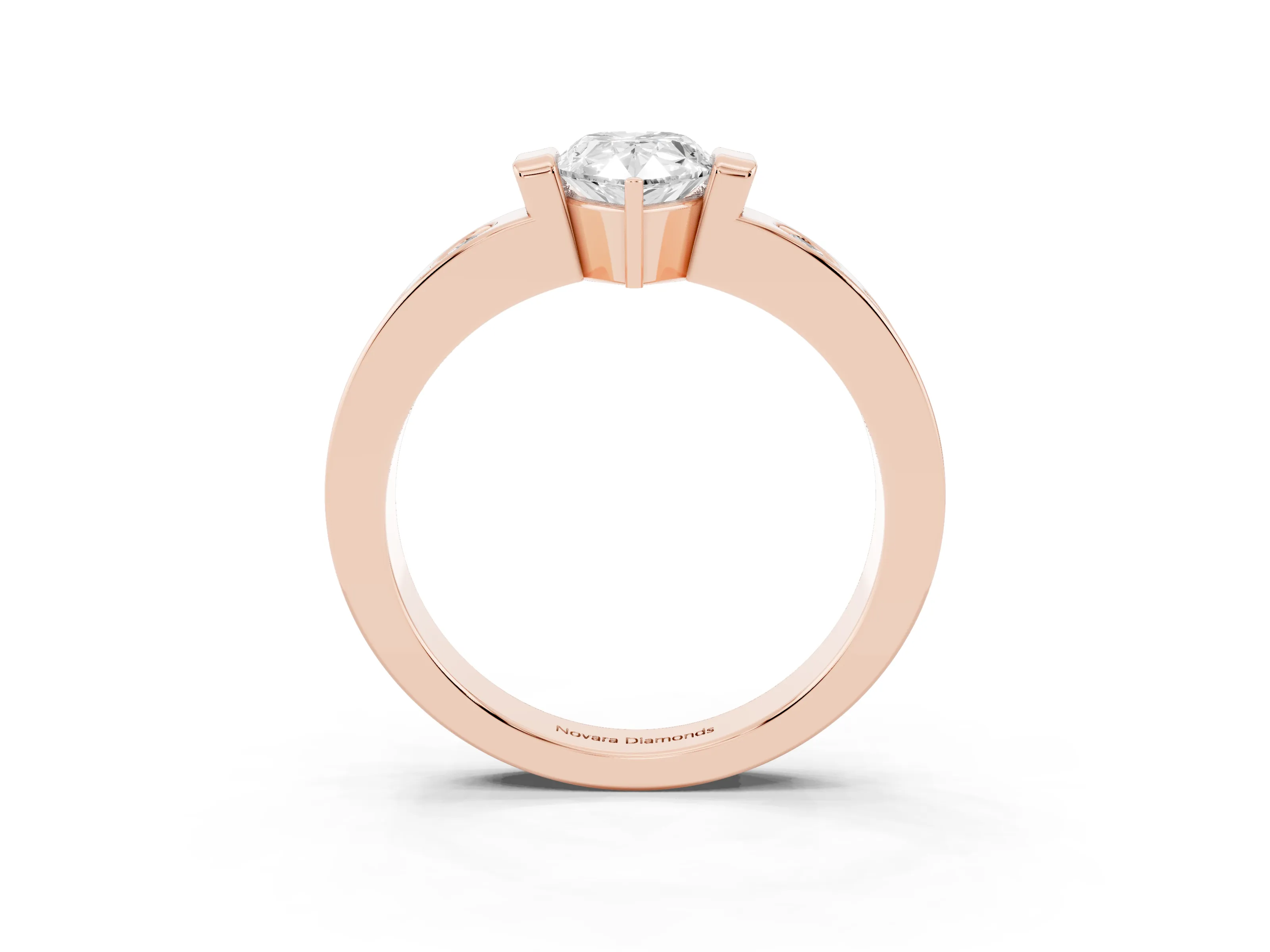 Pear Cut Diamond Channel-Set Band Ring Set in Rose gold with Bezel Prong Setting