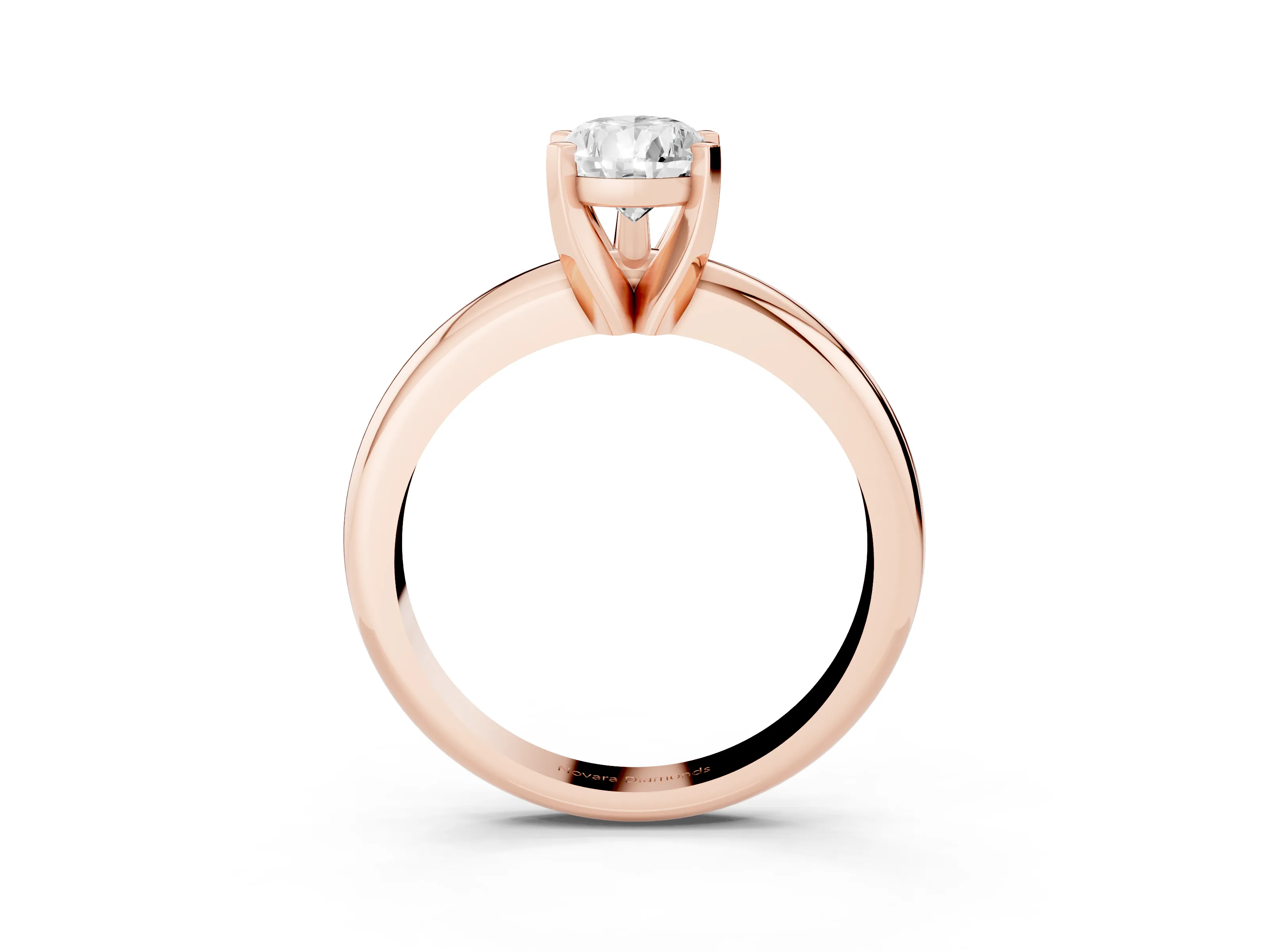 Pear Cut Diamond Solitaire Engagement Ring Set in Rose gold with Round Band and Prong Setting