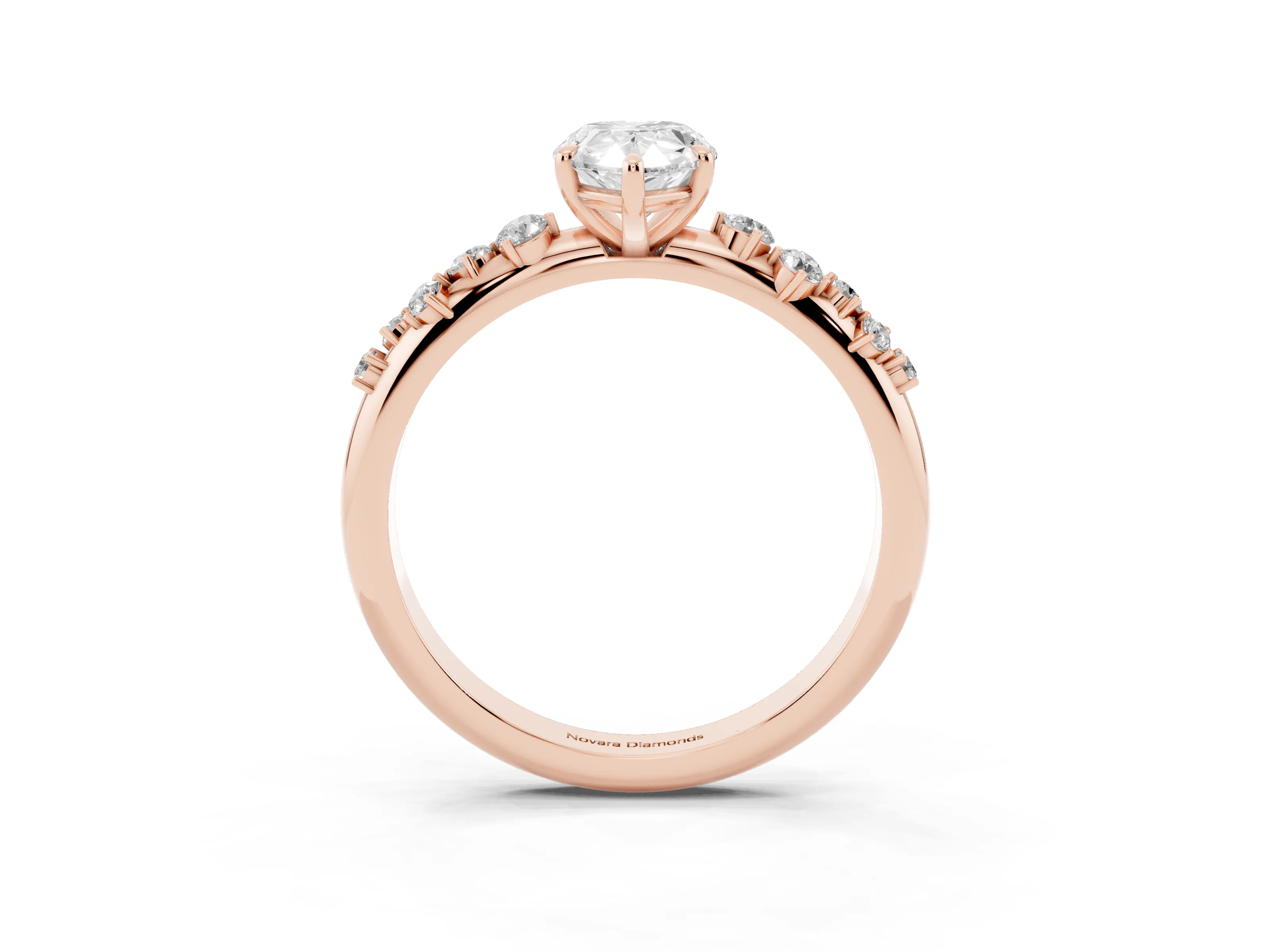 Pear Cut Diamond Cluster Solitaire Ring Set in Rose gold with Prong Setting