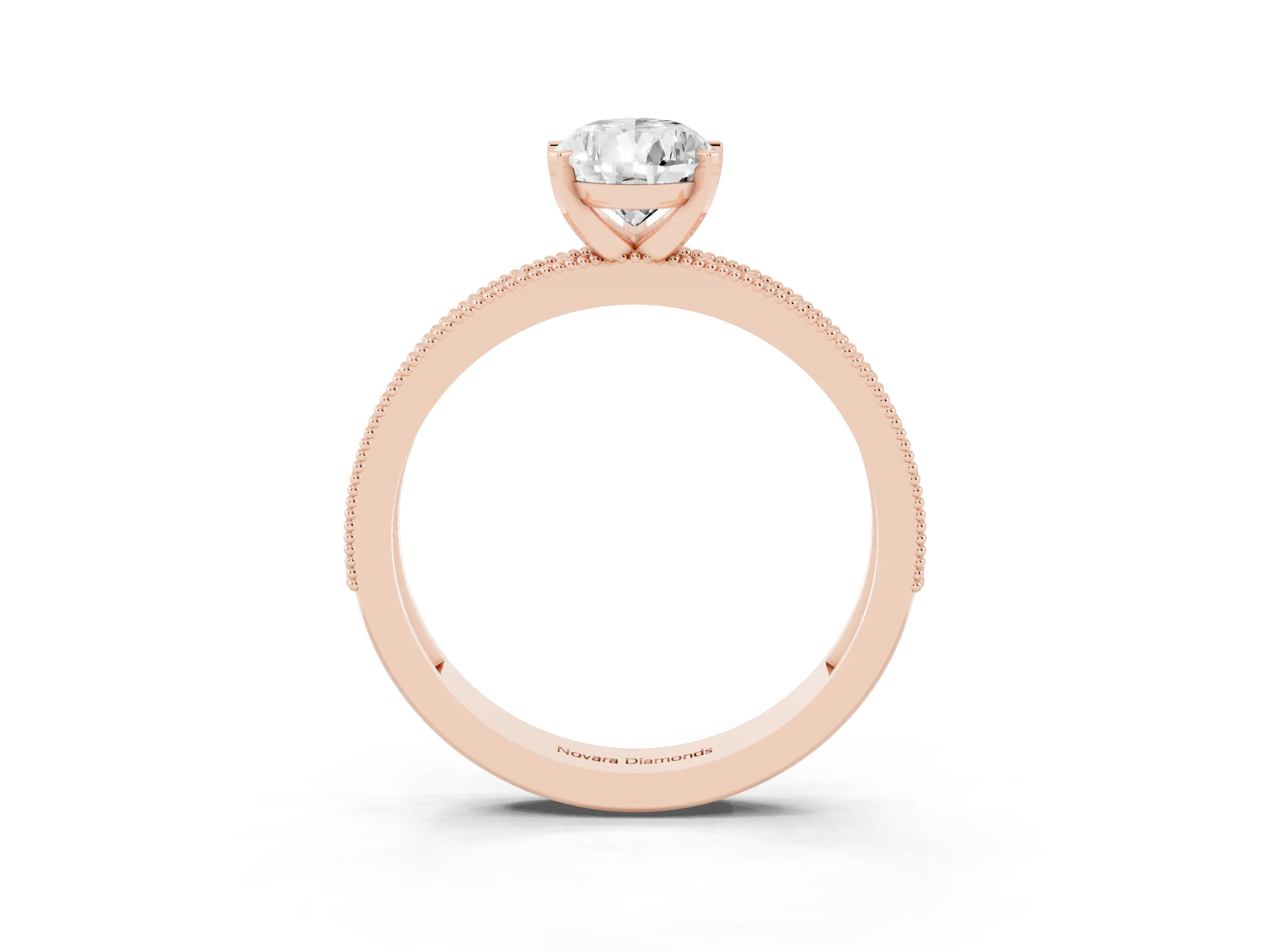 Pear Cut Diamond Milgrain Pavé Engagement Ring Set in Rose gold with Prong Setting