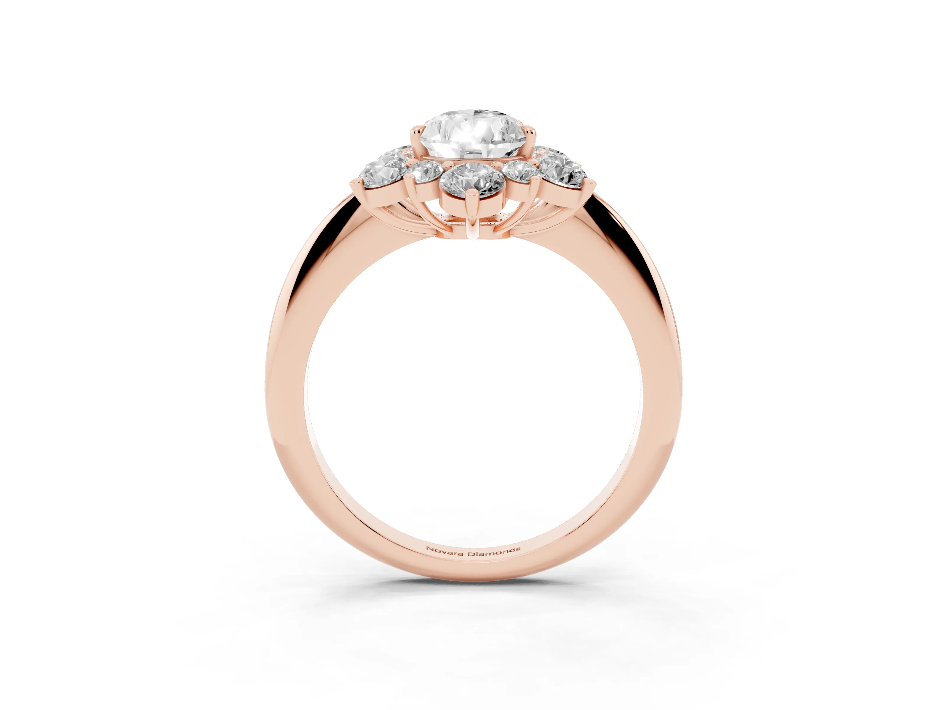 Pear Cut Diamond Cluster Halo Ring Set in Rose gold with Solitaire Band and Prong Setting