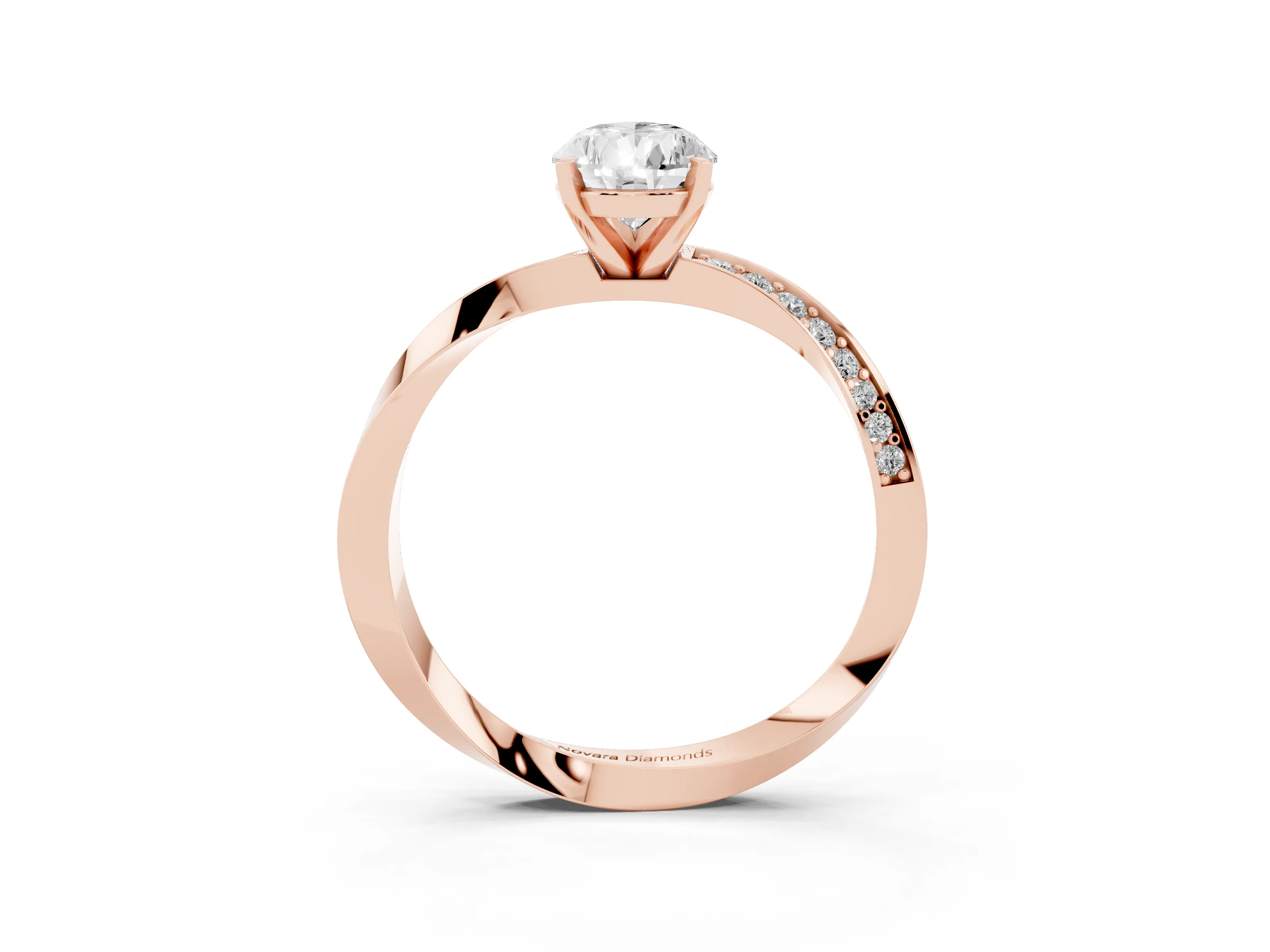 Pear Cut Diamond Engagement Ring Set in Rose gold with Side Stone Accents and Prong Setting
