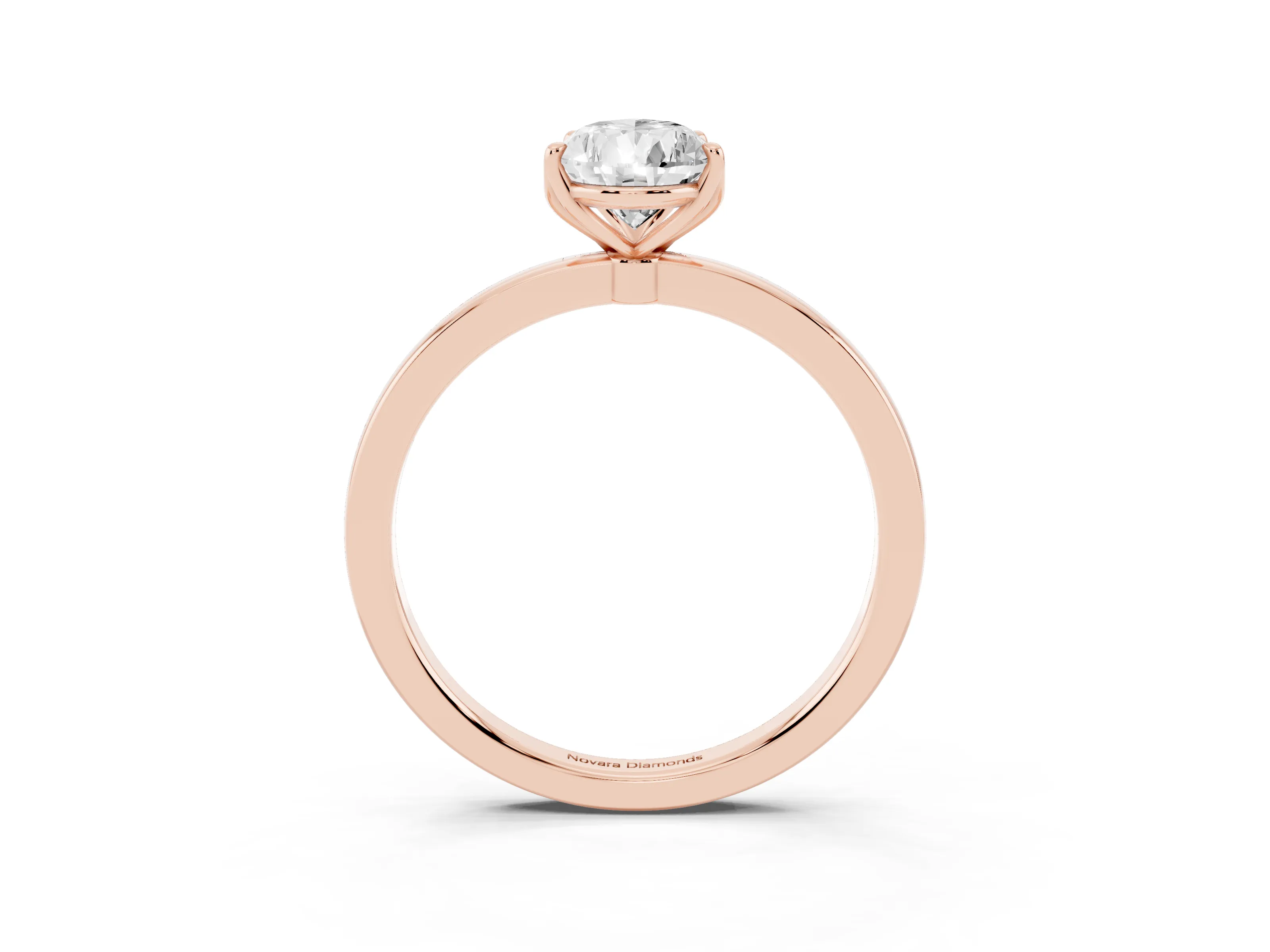 Pear Cut Diamond Solitaire Ring Set in Rose gold with Prong Setting and Thin Polished Band