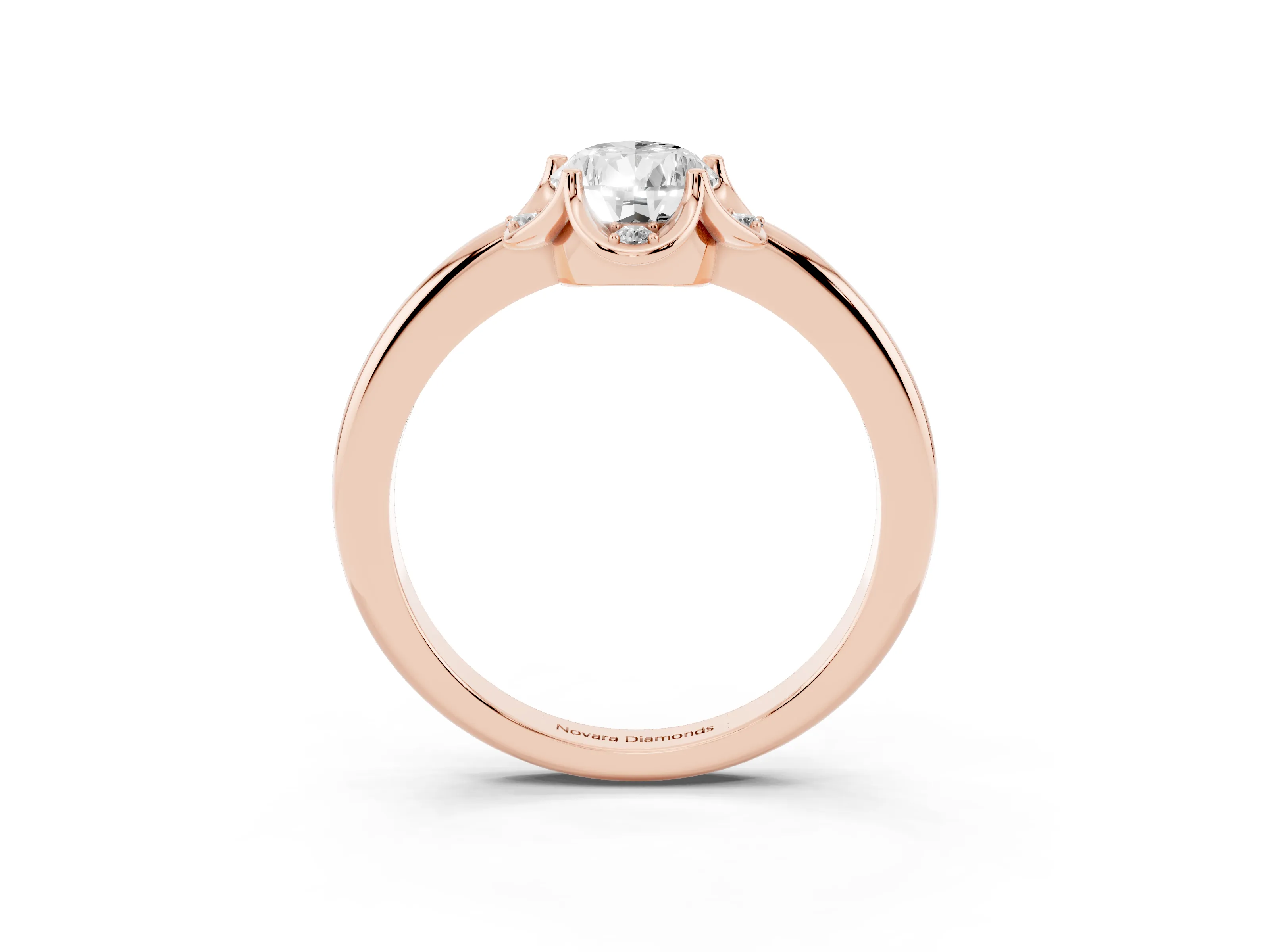 Pear Cut Diamond Round Cluster Halo Ring Set in Rose gold with Solitaire Band and Prong Setting