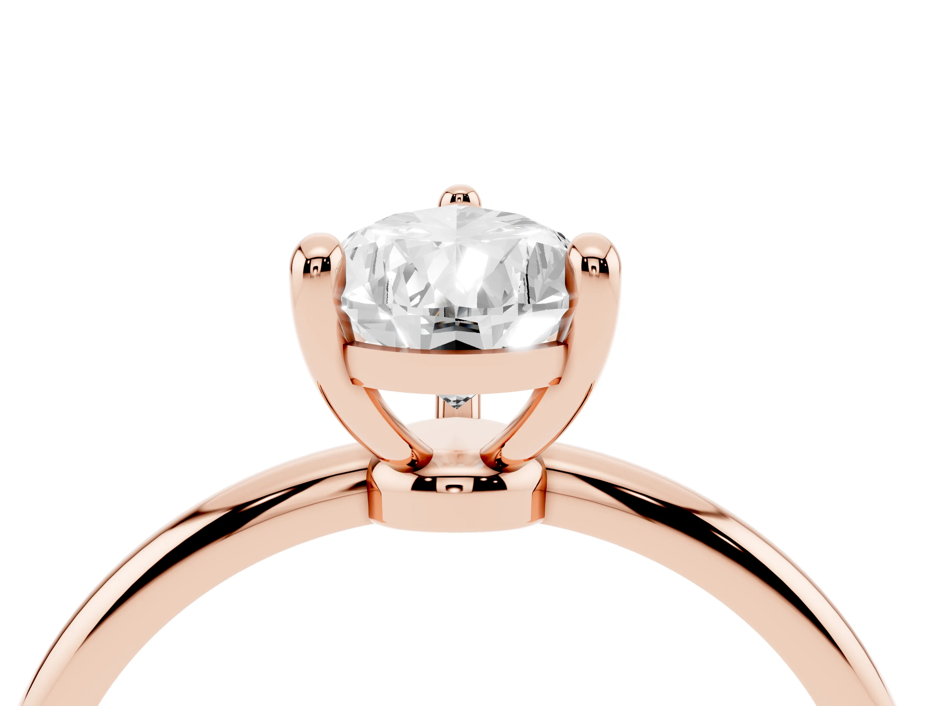 Pear Cut Diamond Solitaire Ring Set in Rose gold with Secure Prong Setting on a Classic Band