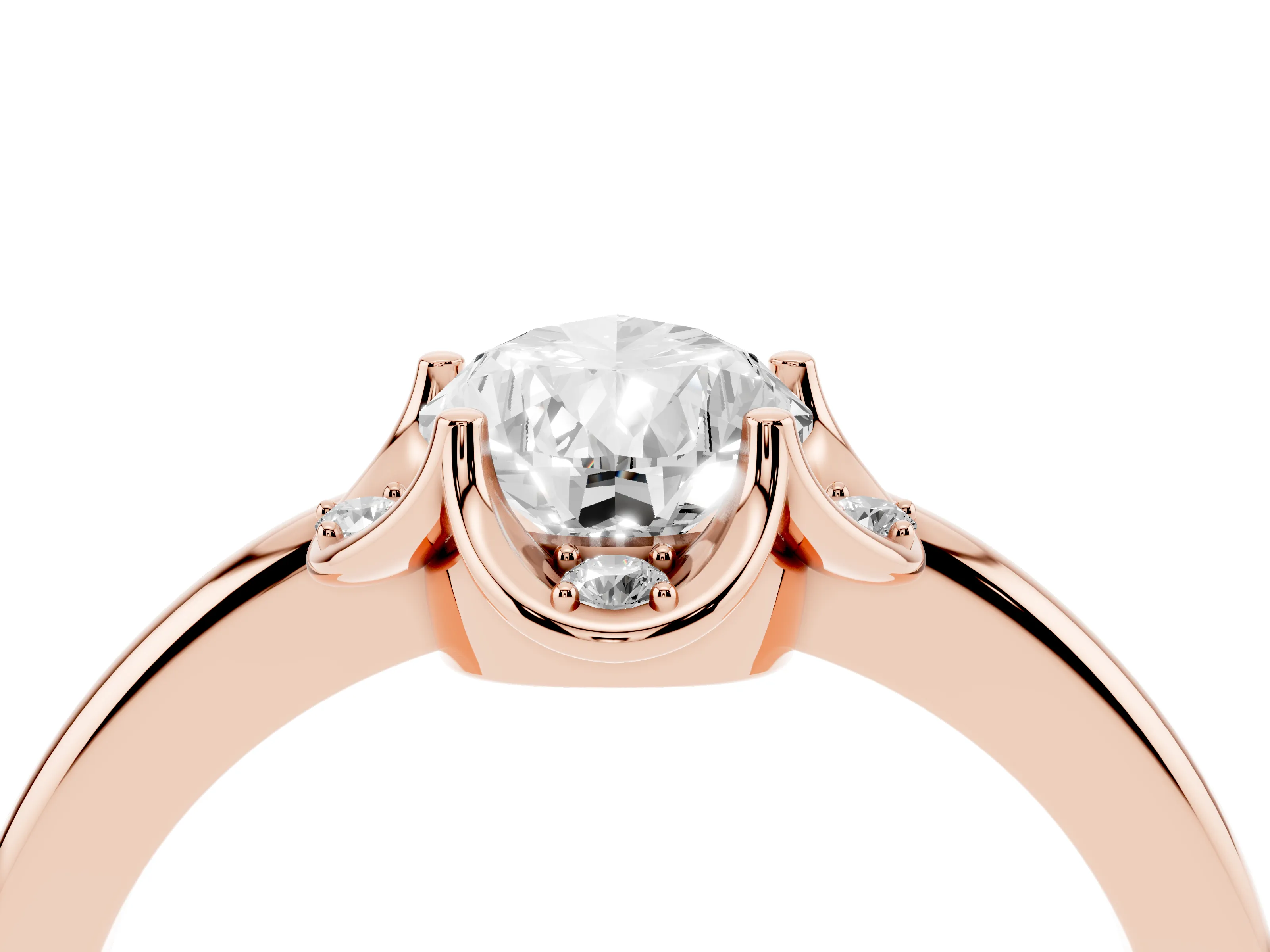Pear Cut Diamond Round Cluster Halo Ring Set in Rose gold with Solitaire Band and Prong Setting