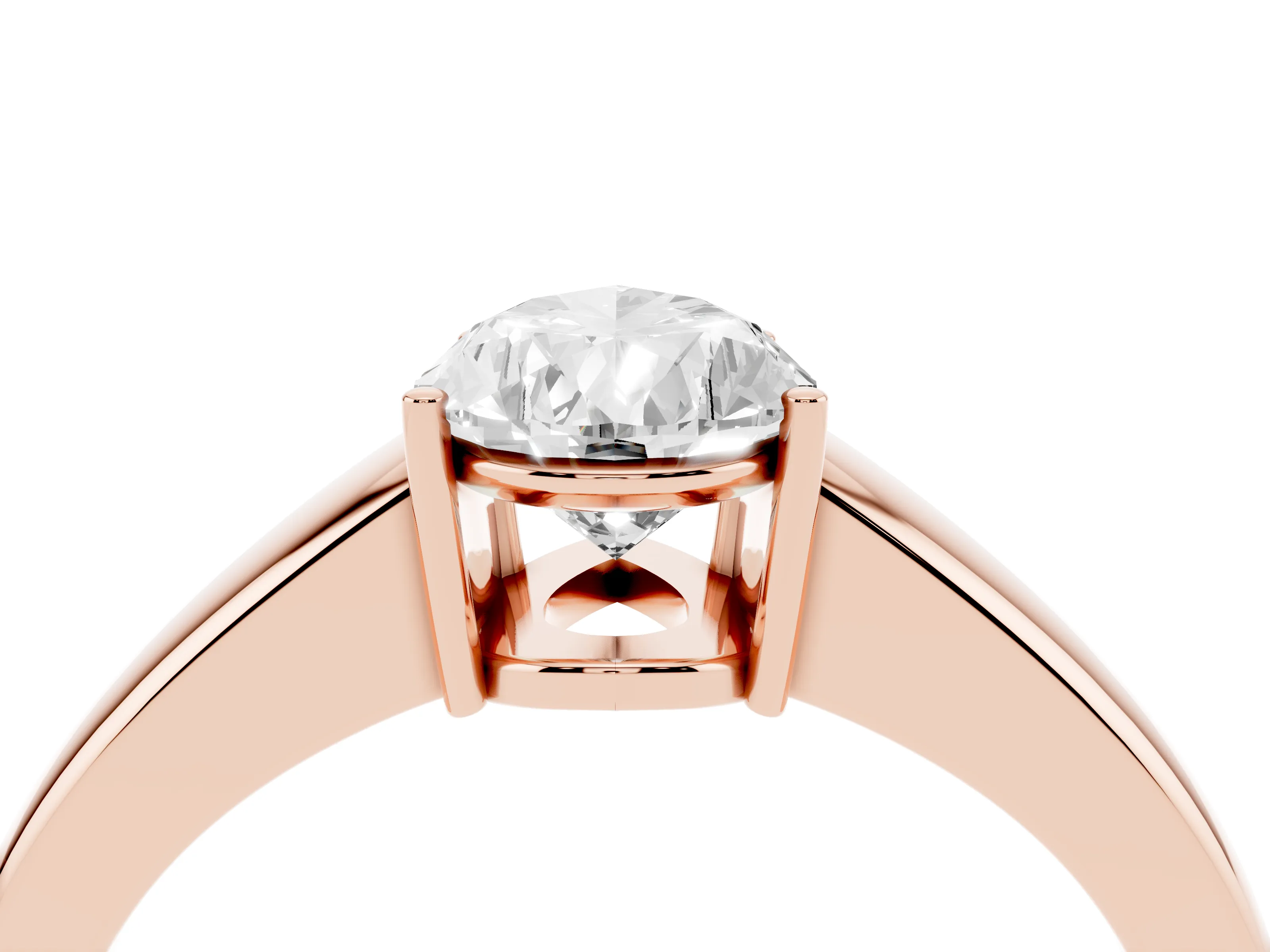Pear Cut Diamond Solitaire Ring Set in Rose gold with Tapered Band and Prong Setting