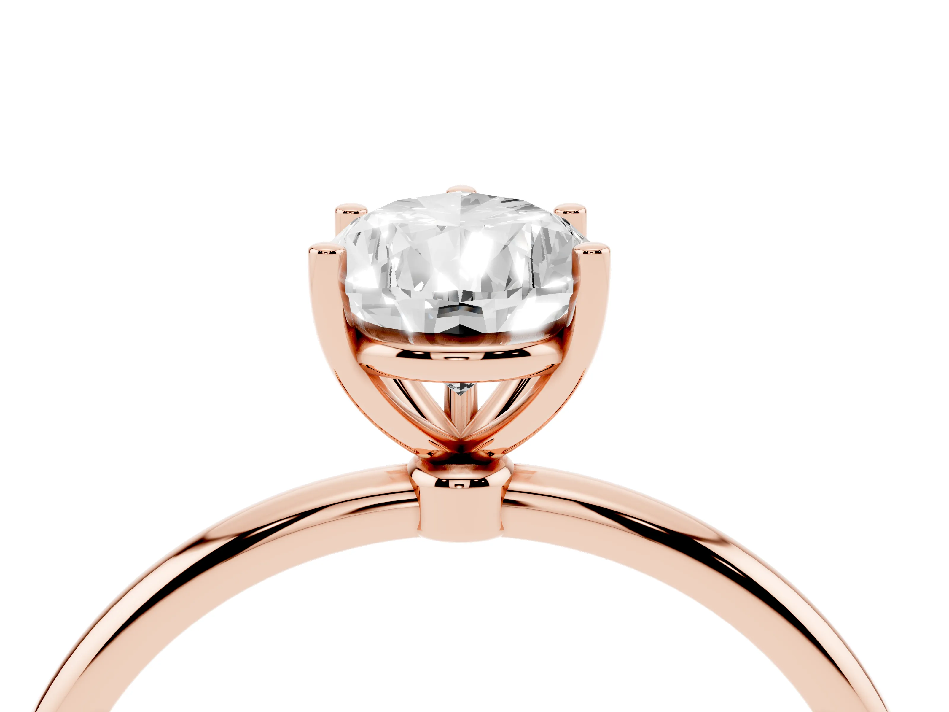 Pear Cut Diamond Solitaire Engagement Ring Set in Rose gold with Thin Band and Prong Setting