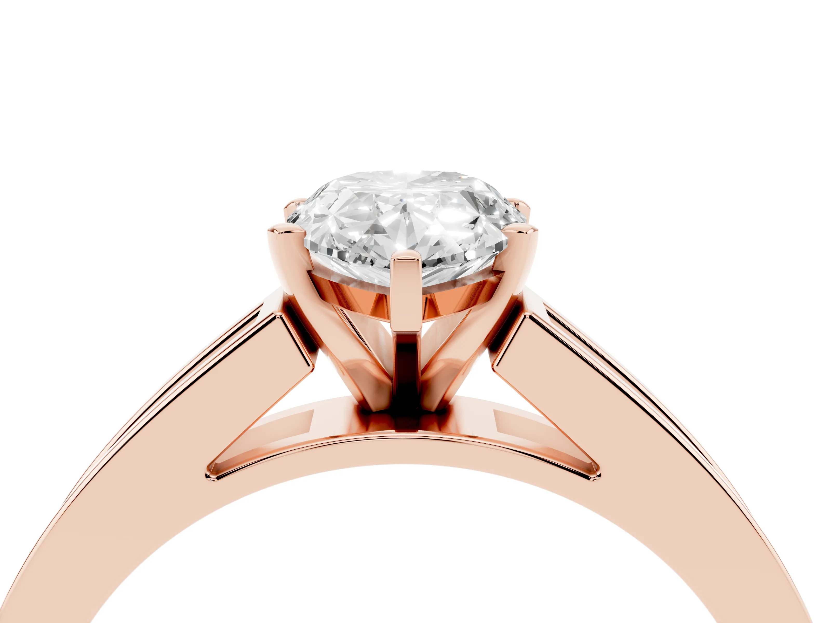 Pear Cut Diamond Solitaire Ring Set in Rose gold with Channel-Set Band and Prong Setting