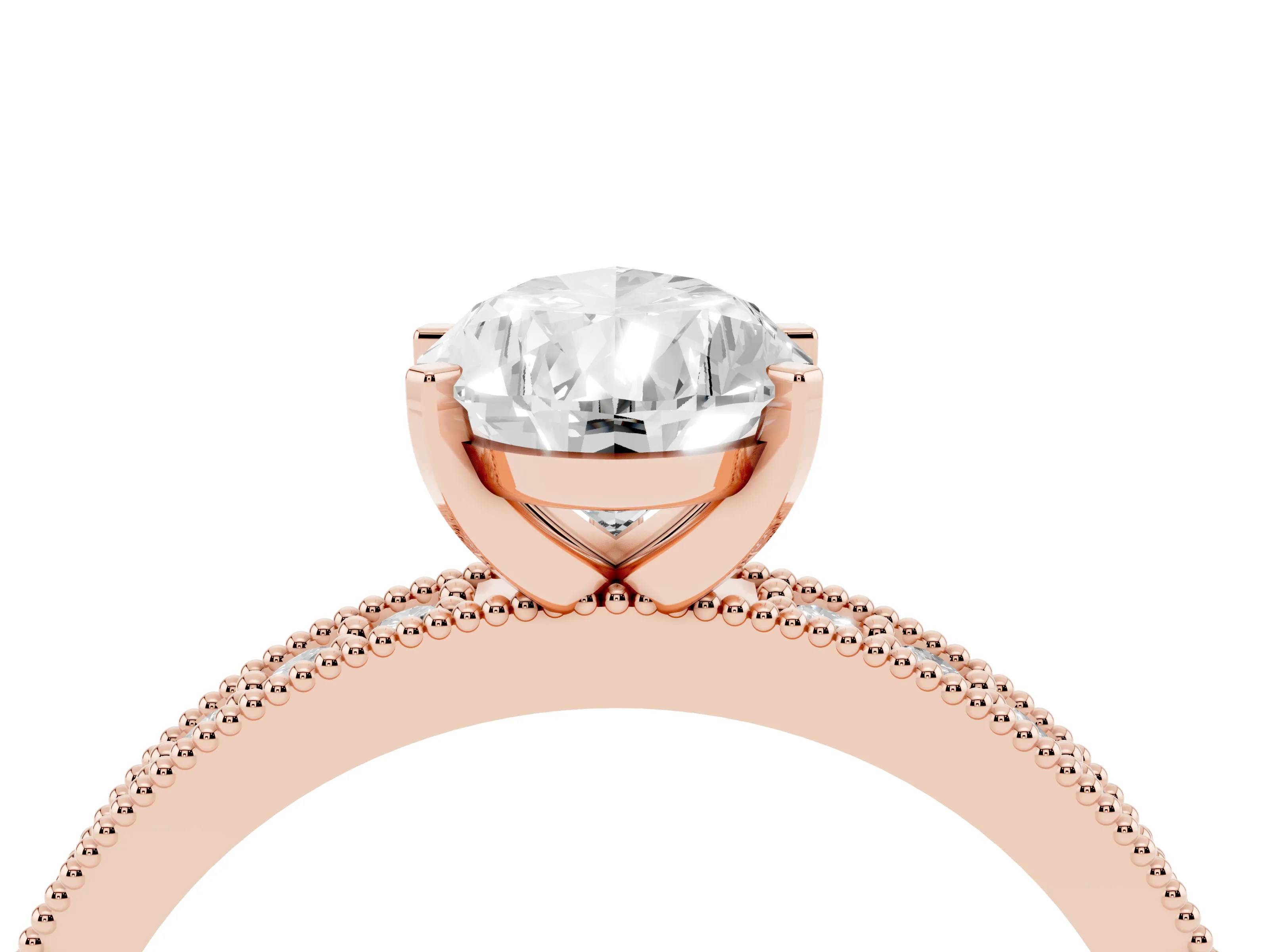 Pear Cut Diamond Milgrain Pavé Engagement Ring Set in Rose gold with Prong Setting