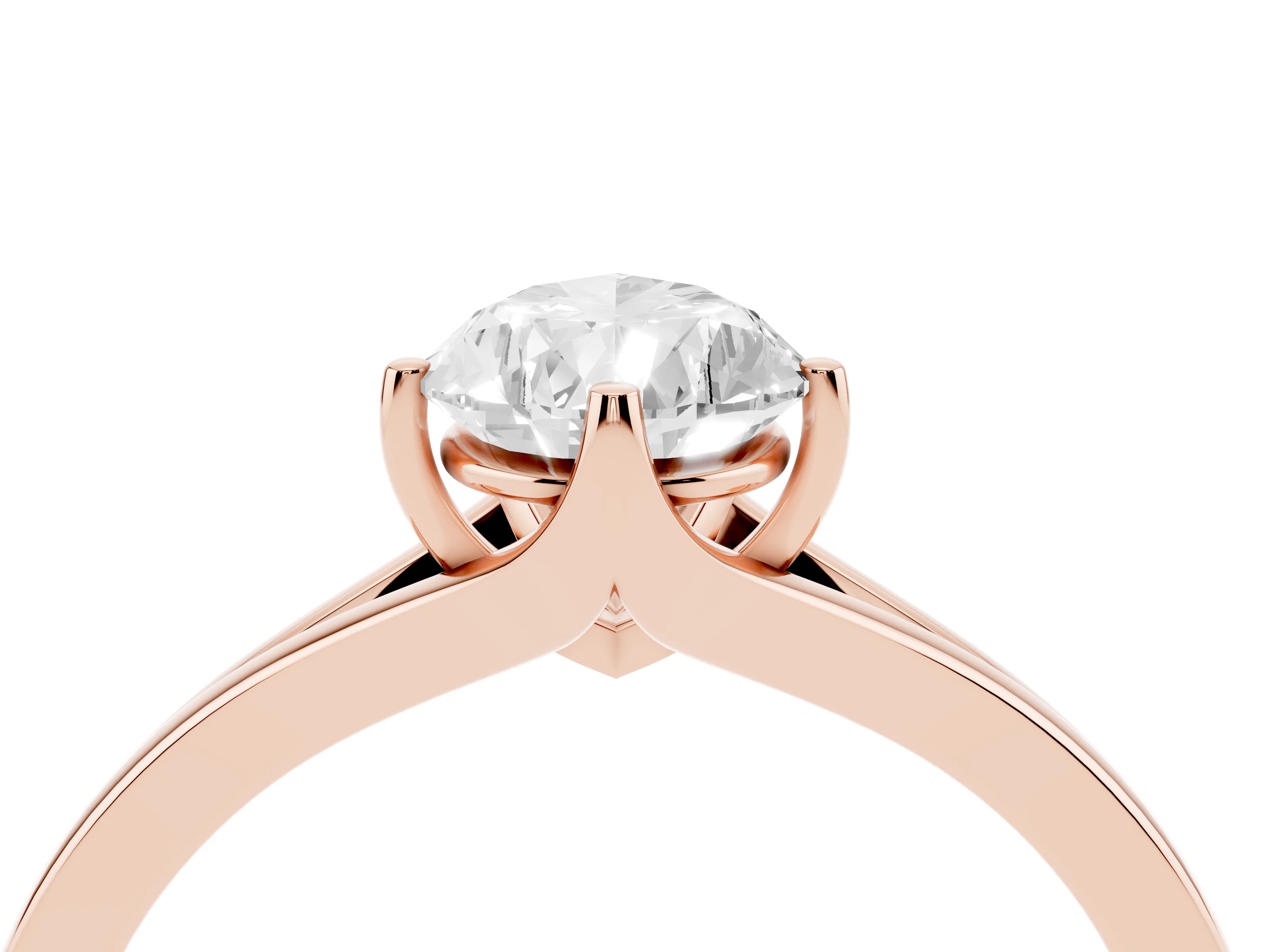 Pear Cut Diamond Solitaire Ring Set in Rose gold with Polished Tapered Band and Prong Setting