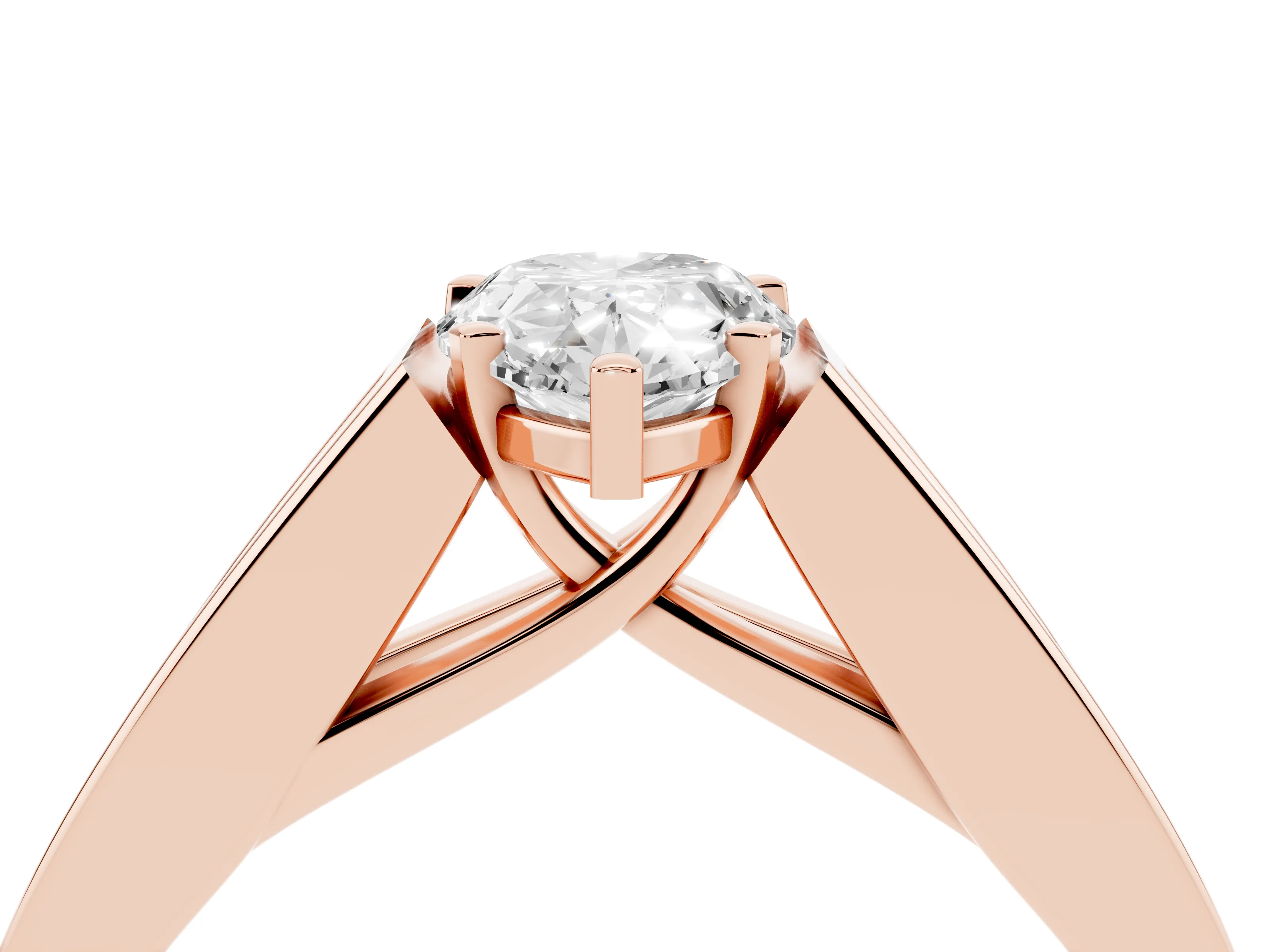 Pear Cut Diamond Solitaire Ring Set in Rose gold with Channel-Set Accent Stones and Prong Setting