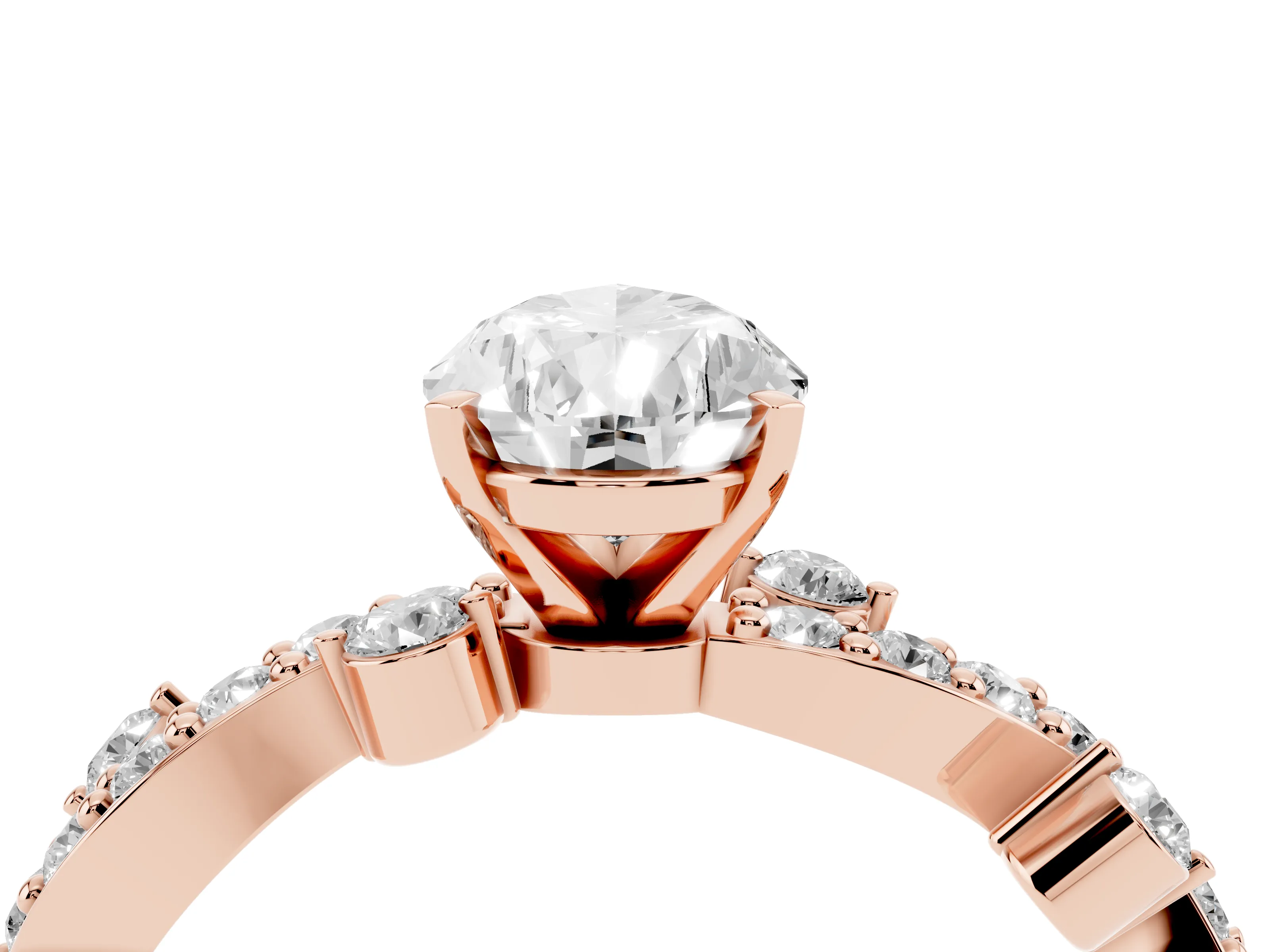 Pear Cut Diamond Solitaire Twisted Band Set in Rose gold with Pavé Setting