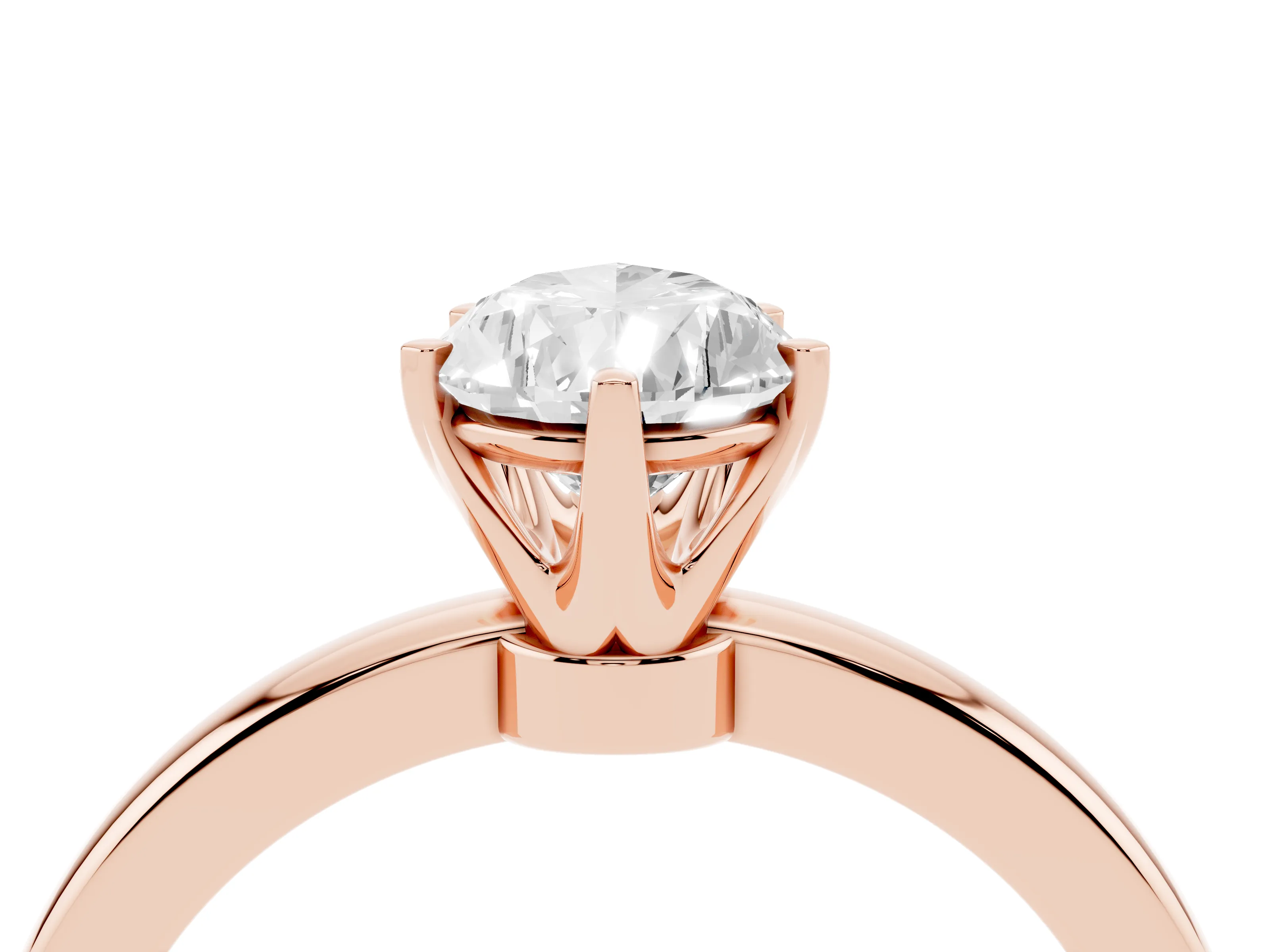 Pear Cut Diamond Solitaire Ring Set in Rose gold with Raised Prong Setting on a Classic Band