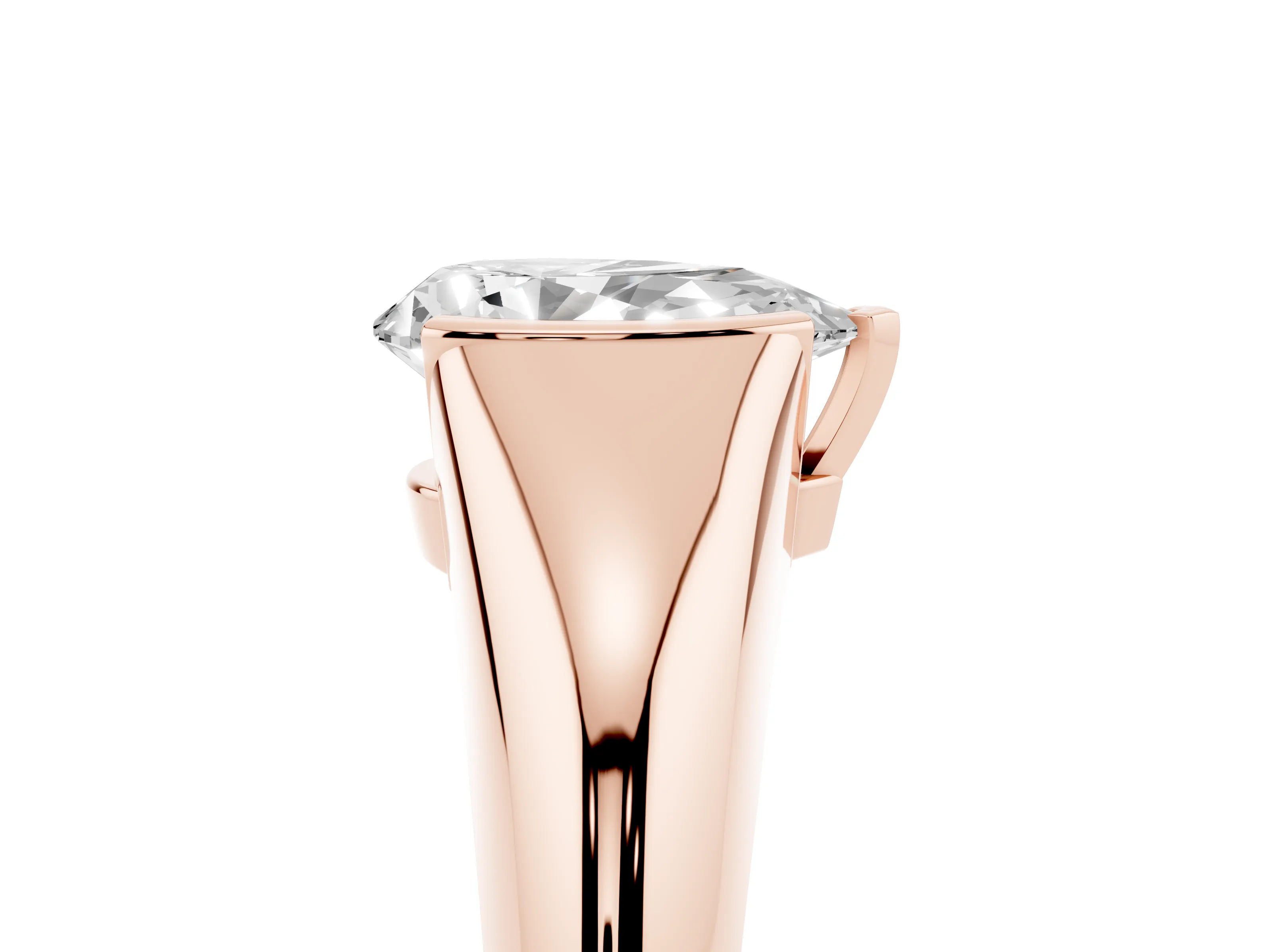 Pear Cut Diamond Solitaire Tension Set Ring Set in Rose gold