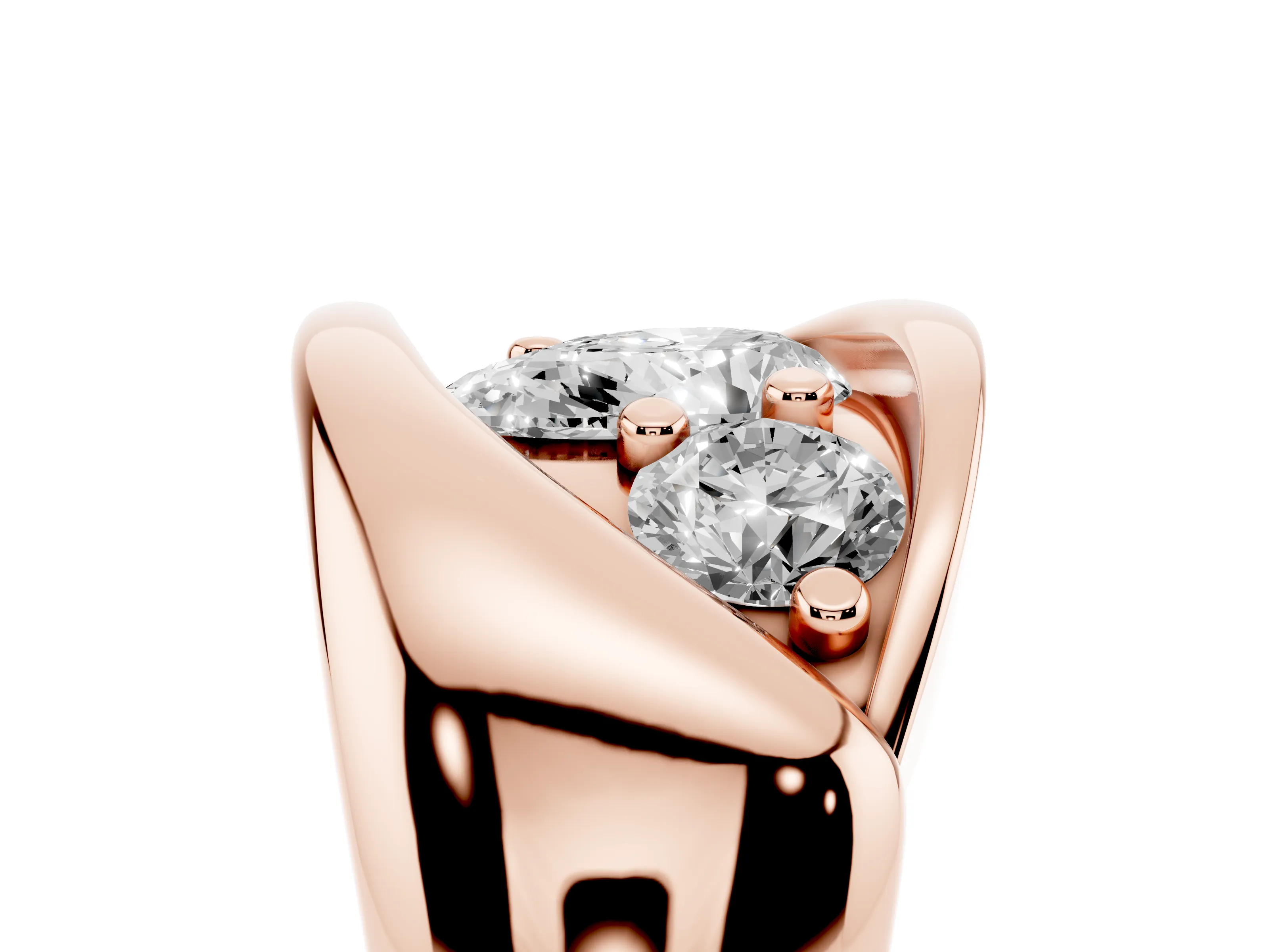 Pear Cut Diamond Channel-Set Crossover Ring Set in Rose gold