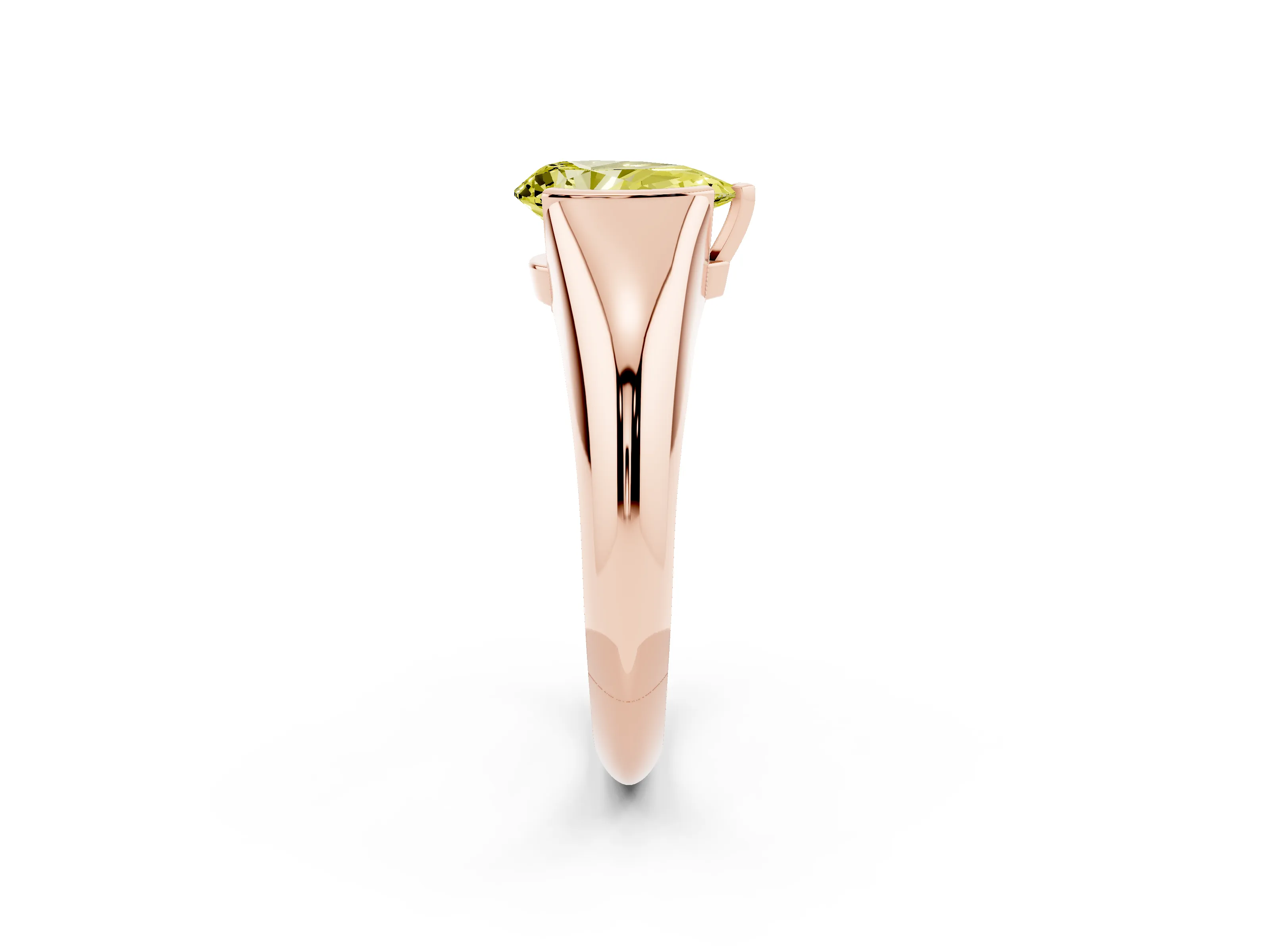 Fancy Yellow Pear Cut Diamond Solitaire Tension Set Ring Set in Rose gold
