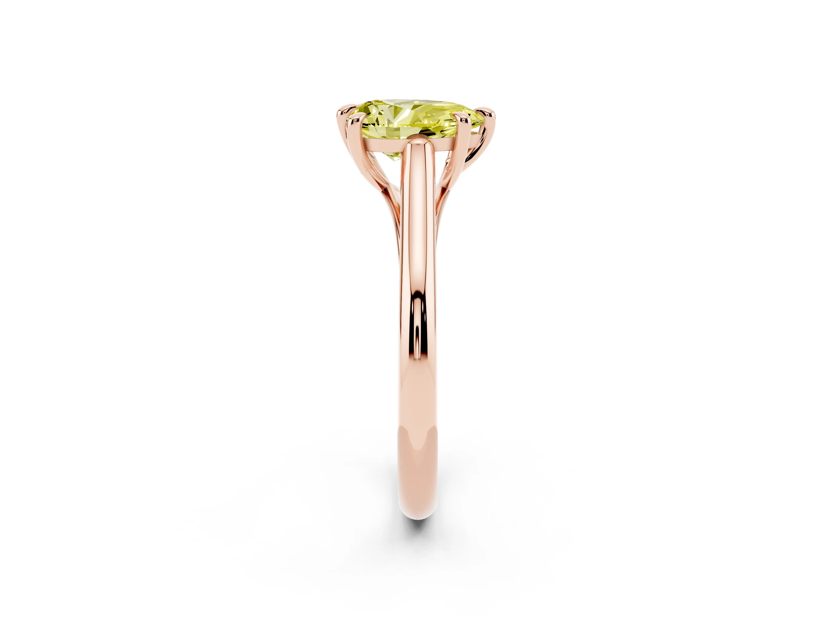 Fancy Yellow Pear Cut Diamond Solitaire Engagement Ring Set in Rose gold with Prong Setting and Plain Classic Band