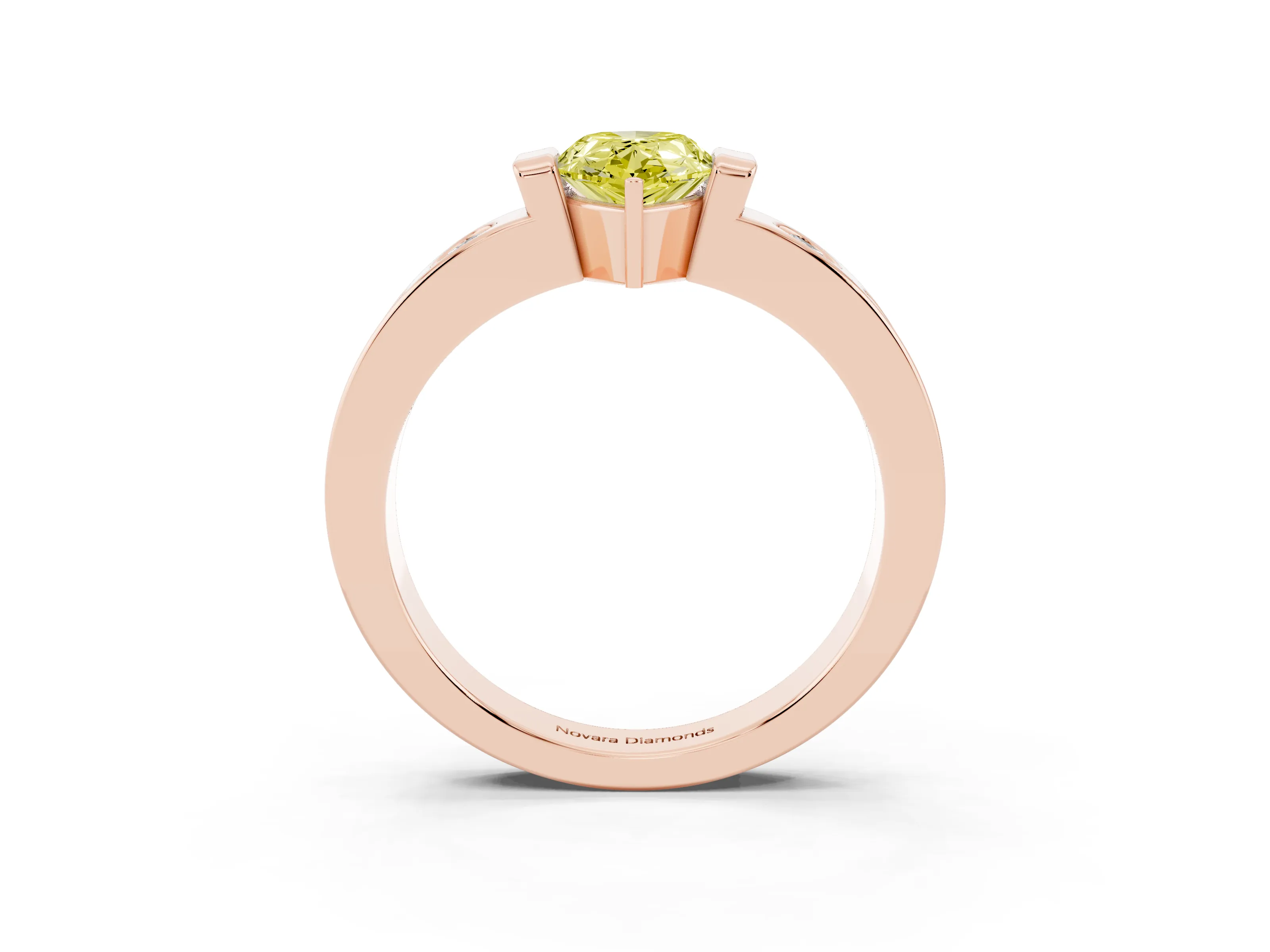 Fancy Yellow Pear Cut Diamond Channel-Set Band Ring Set in Rose gold with Bezel Prong Setting