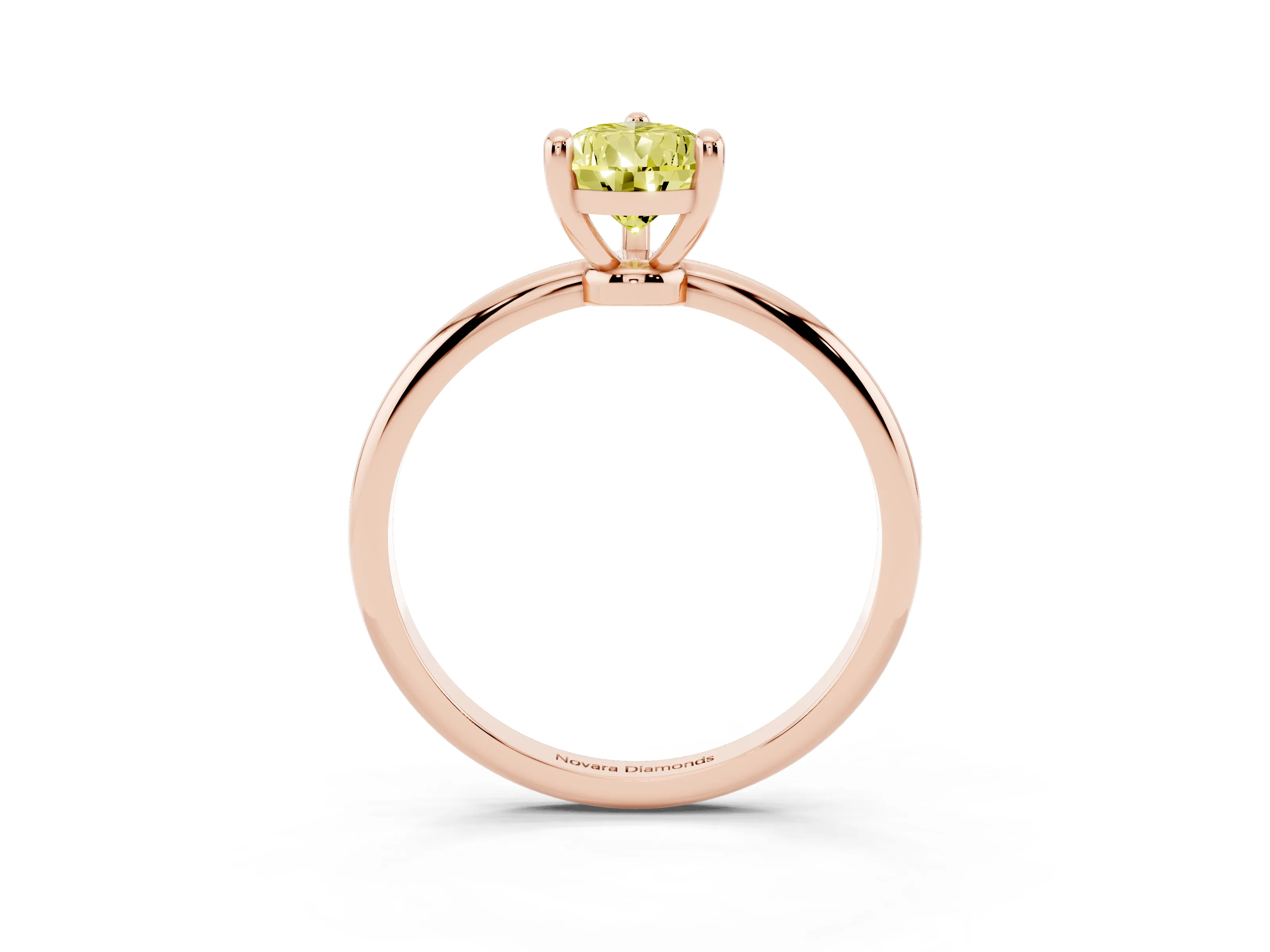 Fancy Yellow Pear Cut Diamond Solitaire Ring Set in Rose gold with Secure Prong Setting on a Classic Band