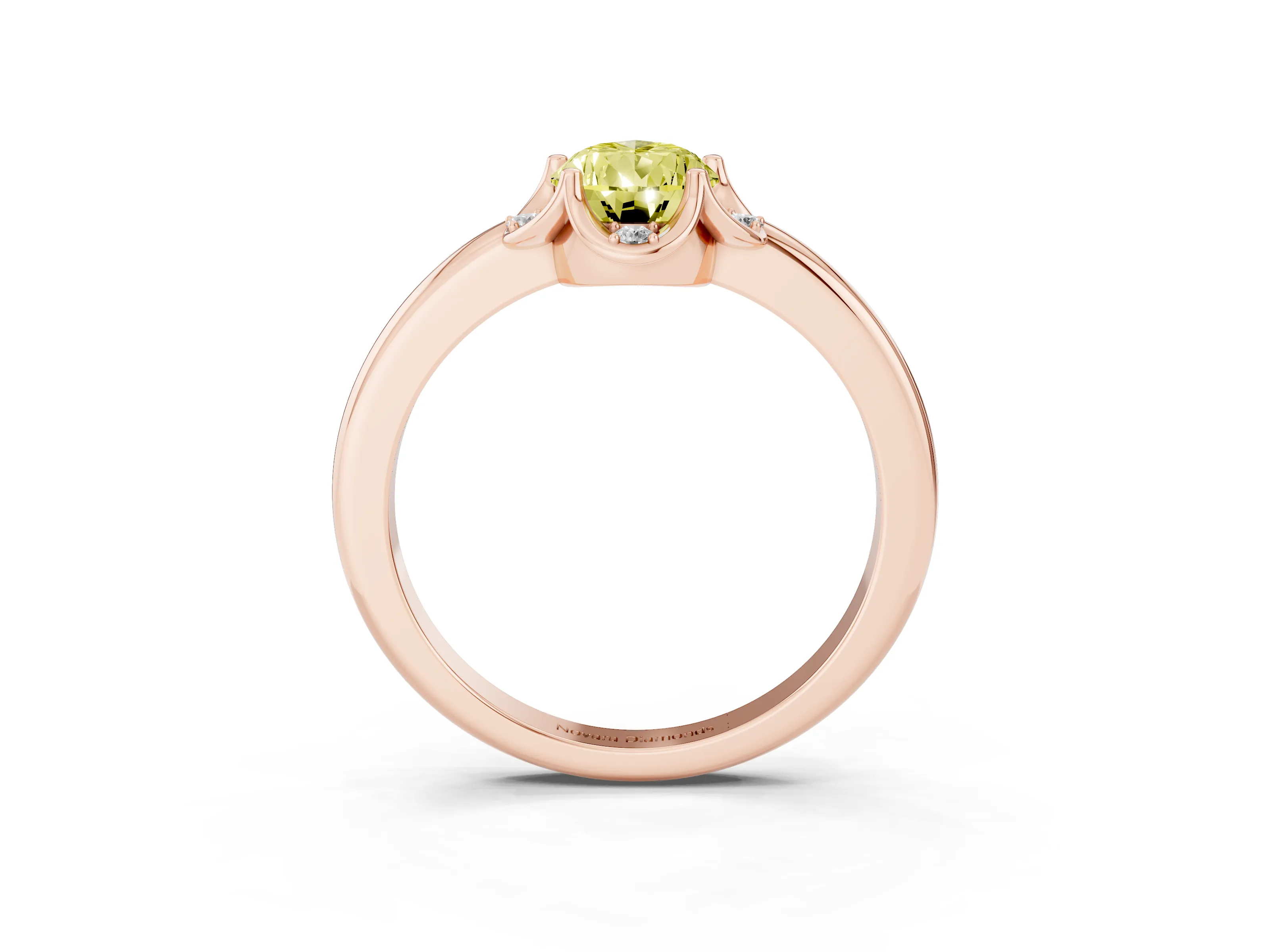 Fancy Yellow Pear Cut Diamond Round Cluster Halo Ring Set in Rose gold with Solitaire Band and Prong Setting