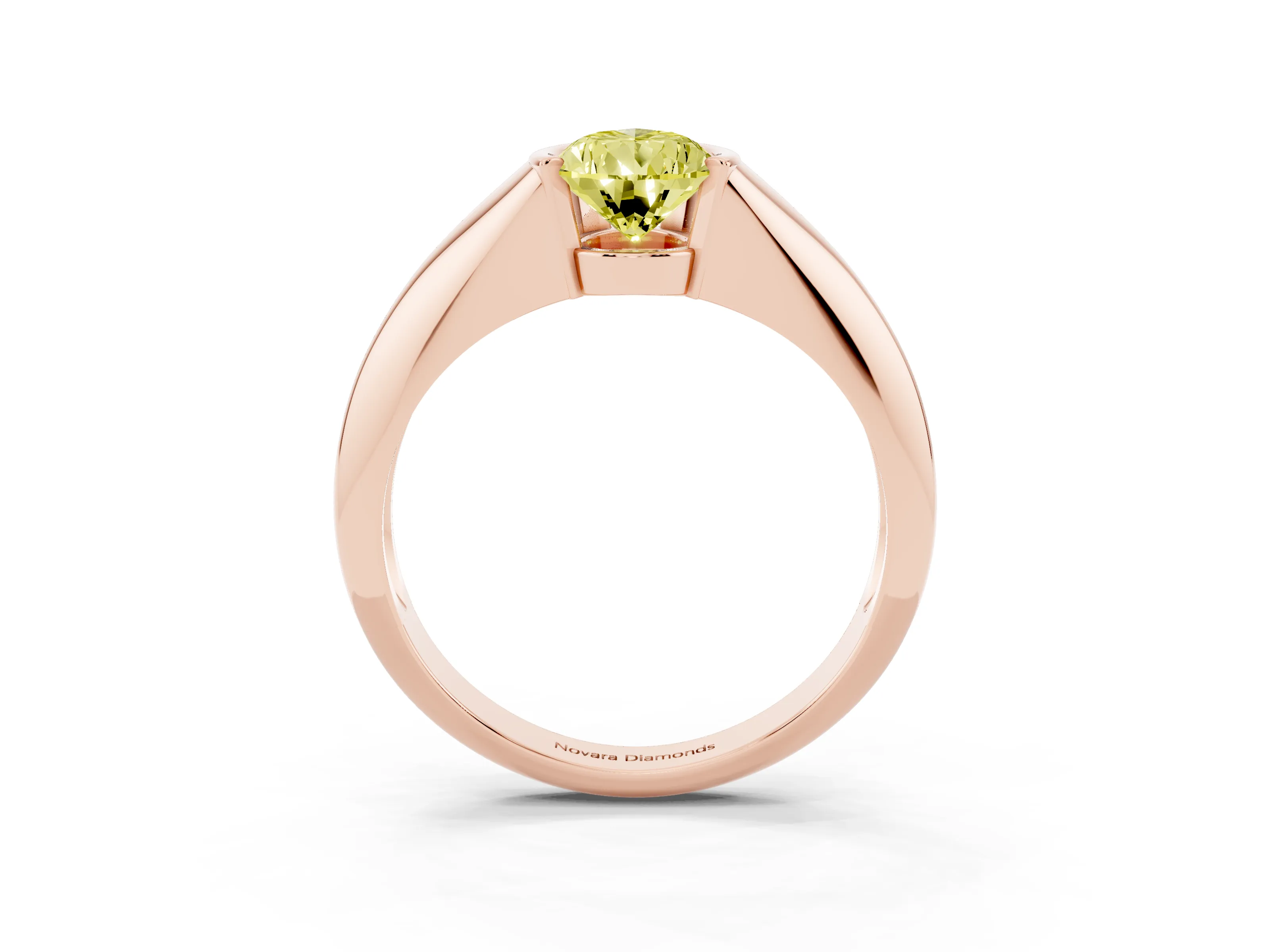 Fancy Yellow Pear Cut Diamond Solitaire Tension Set Ring Set in Rose gold