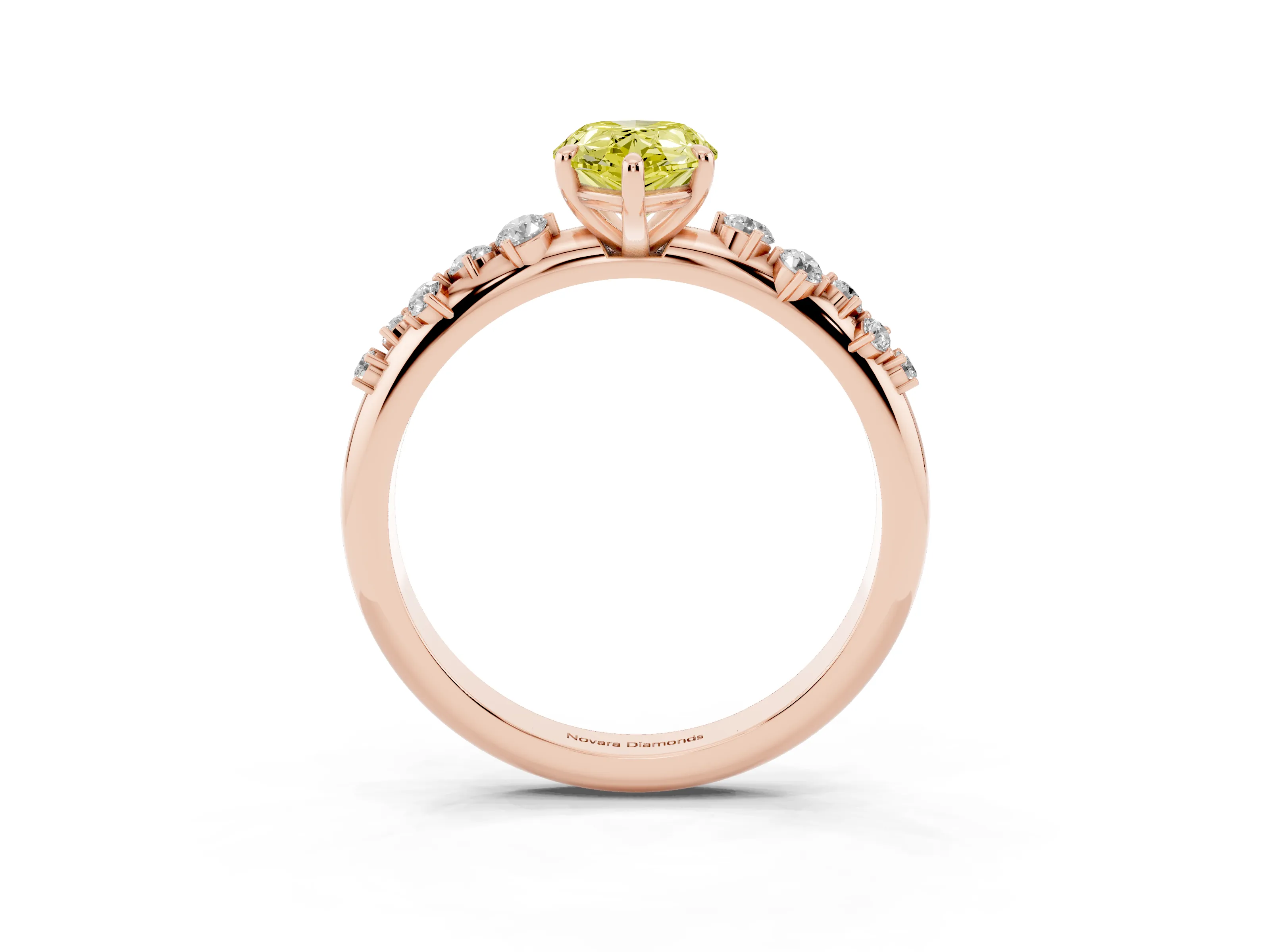 Fancy Yellow Pear Cut Diamond Cluster Solitaire Ring Set in Rose gold with Prong Setting