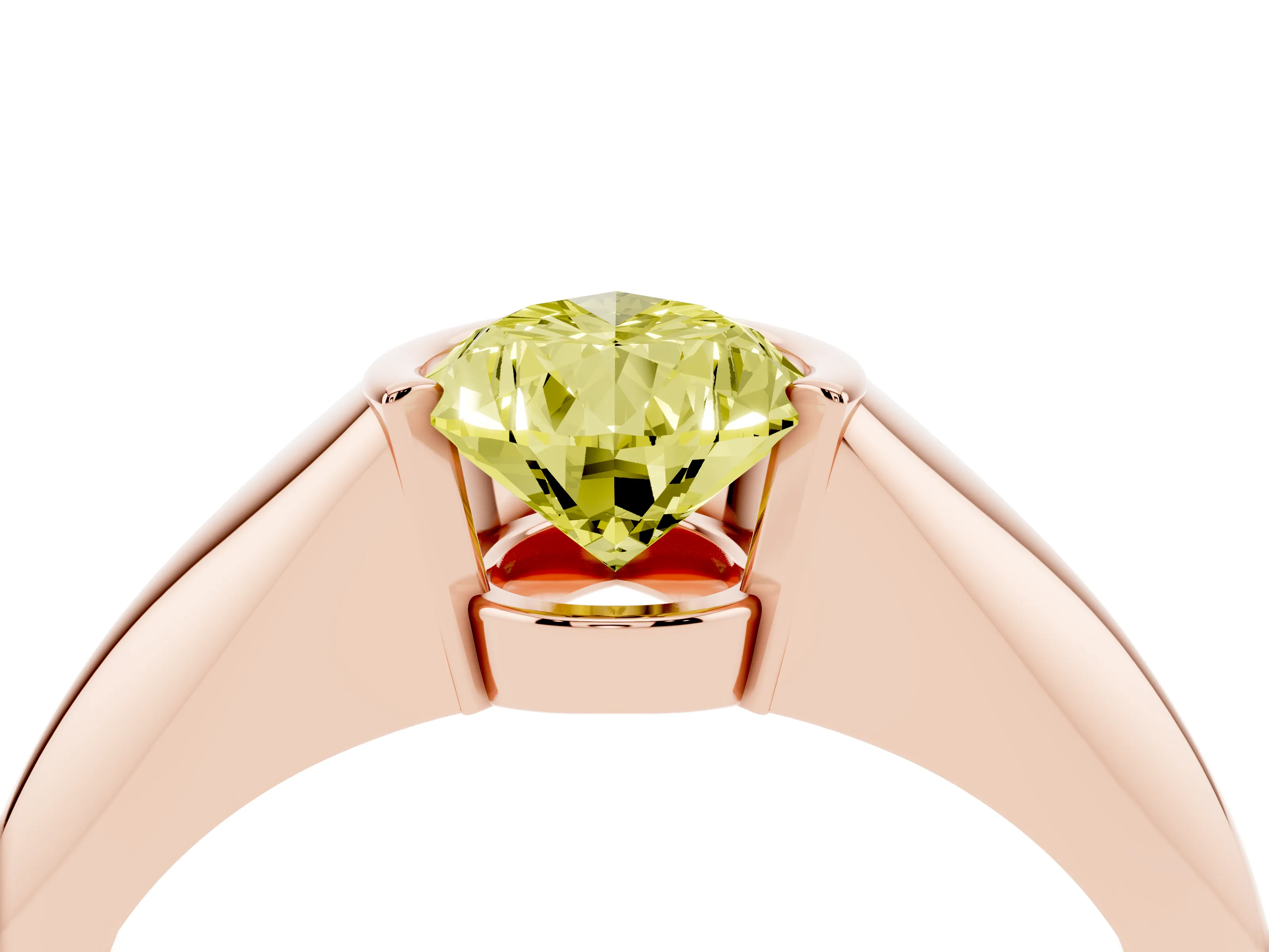 Fancy Yellow Pear Cut Diamond Solitaire Tension Set Ring Set in Rose gold