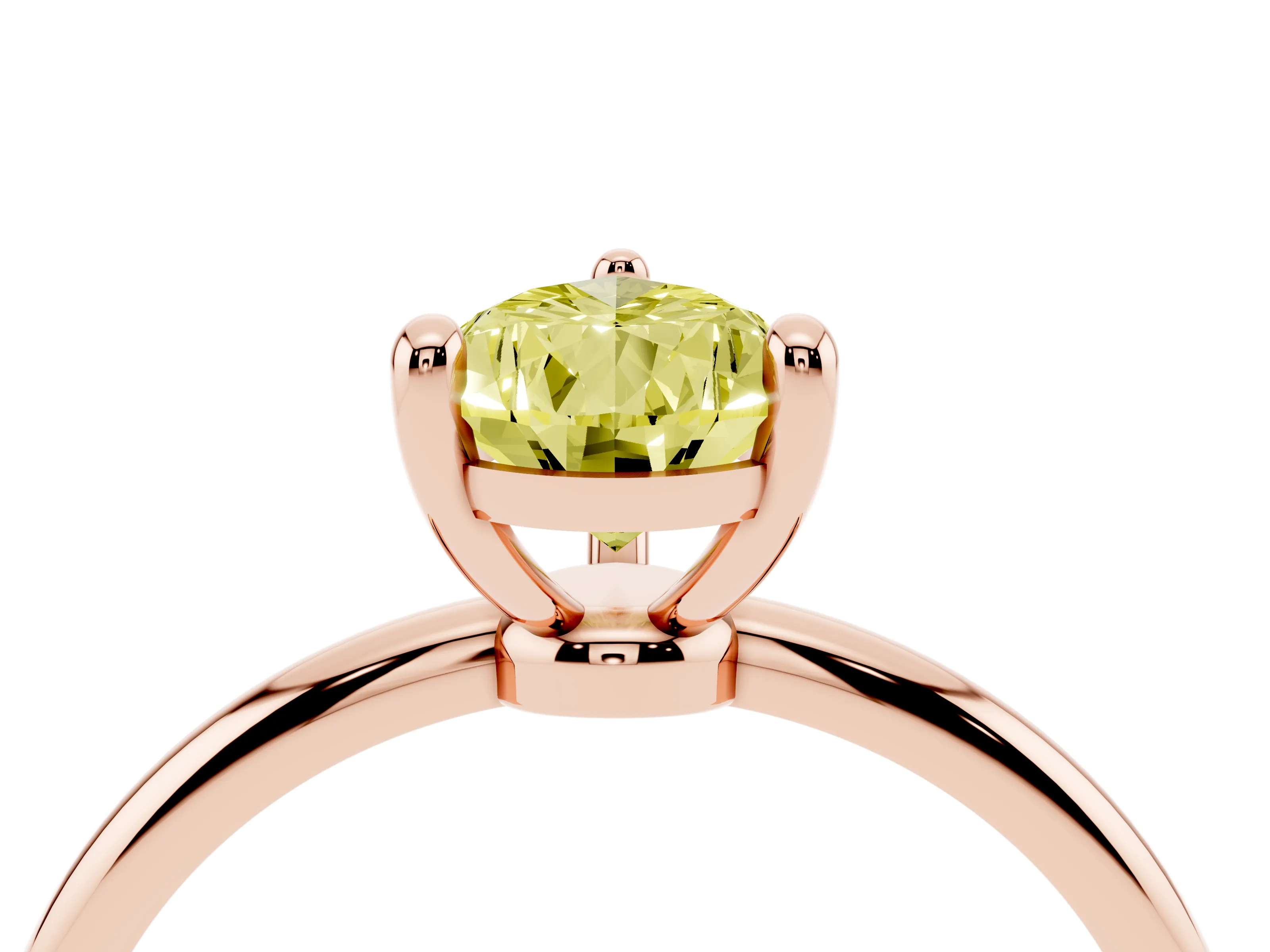 Fancy Yellow Pear Cut Diamond Solitaire Ring Set in Rose gold with Secure Prong Setting on a Classic Band