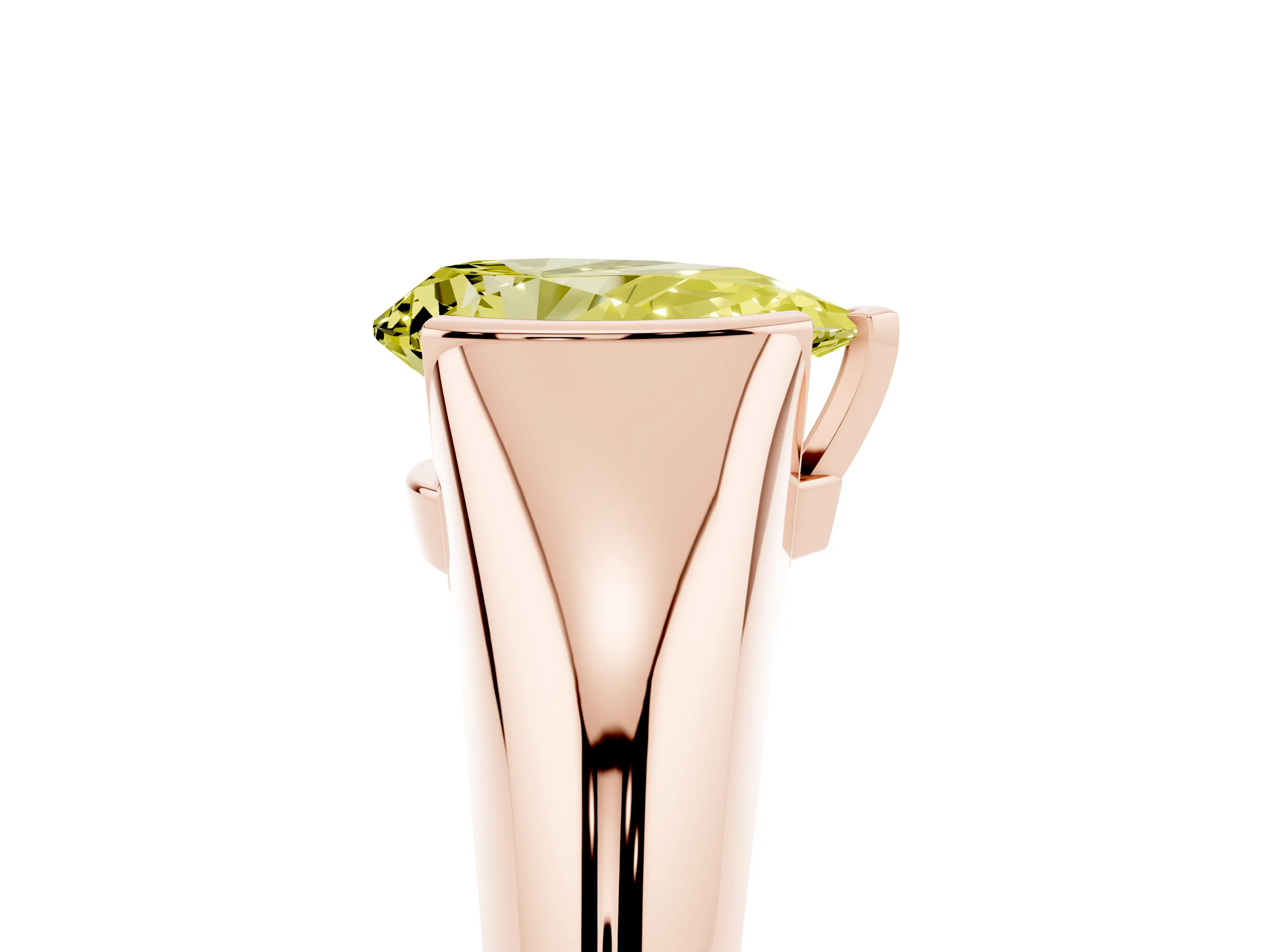 Fancy Yellow Pear Cut Diamond Solitaire Tension Set Ring Set in Rose gold