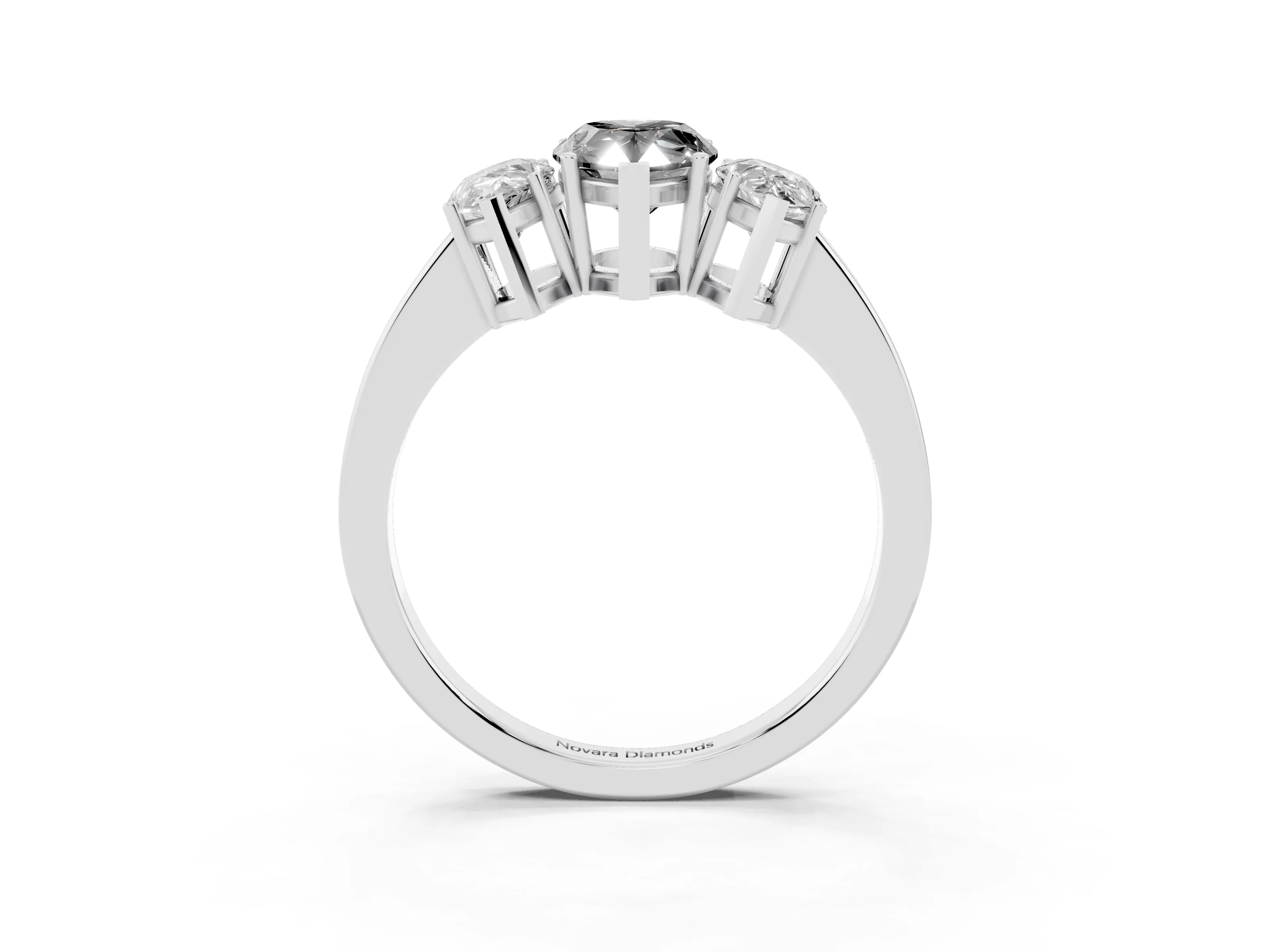Fancy Black Pear Cut Diamond Three-Stone Engagement Ring Set in Platinum with Flat Band