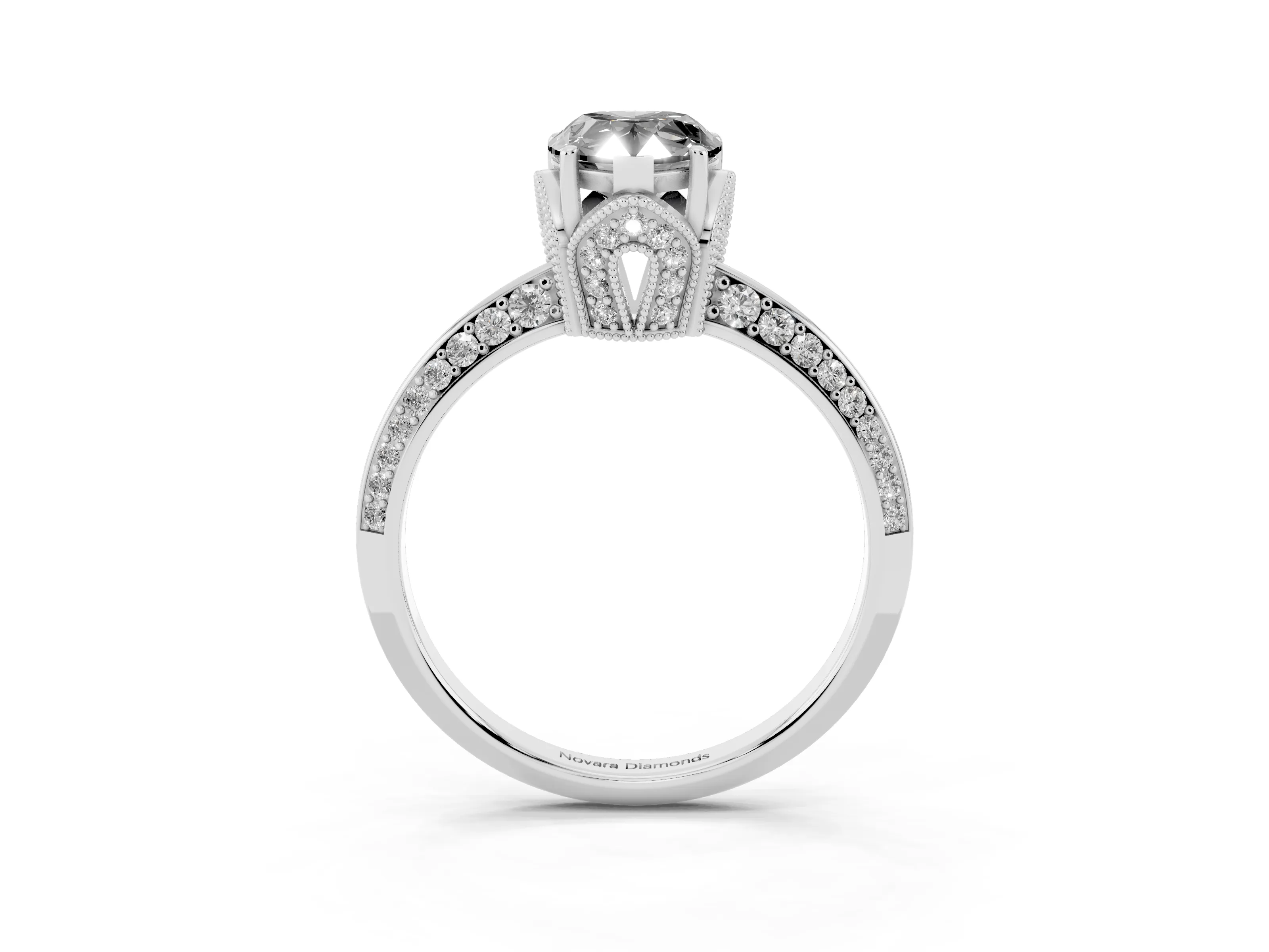 Fancy Black Pear Cut Diamond Solitaire Engagement Ring Set in Silver with Pavé Split Shank and Prong Setting
