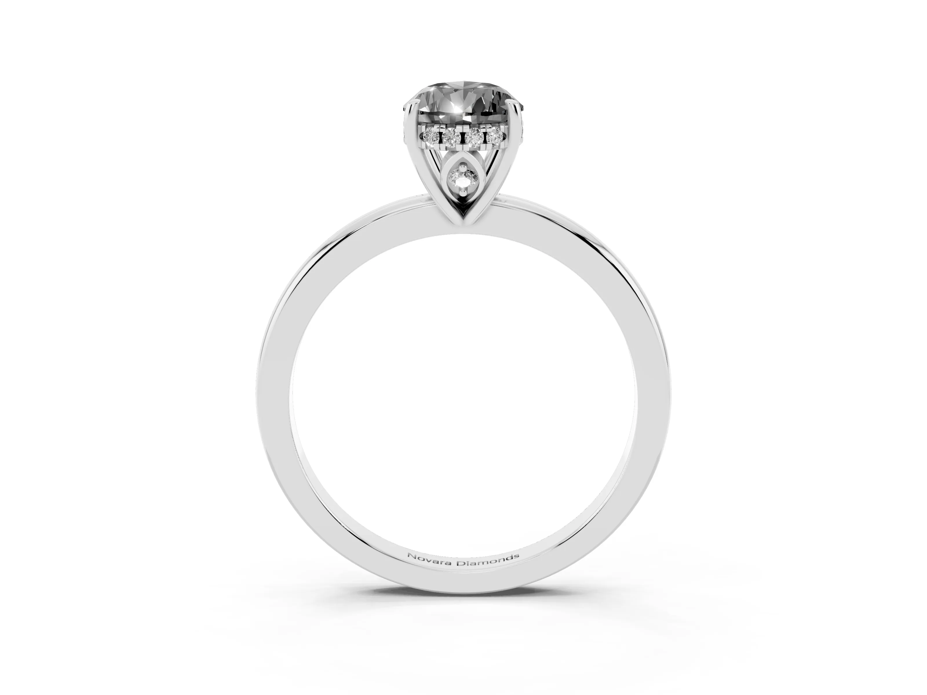 Fancy Black Pear Cut Diamond Solitaire Ring Set in Platinum with Plain Band and Prong Setting