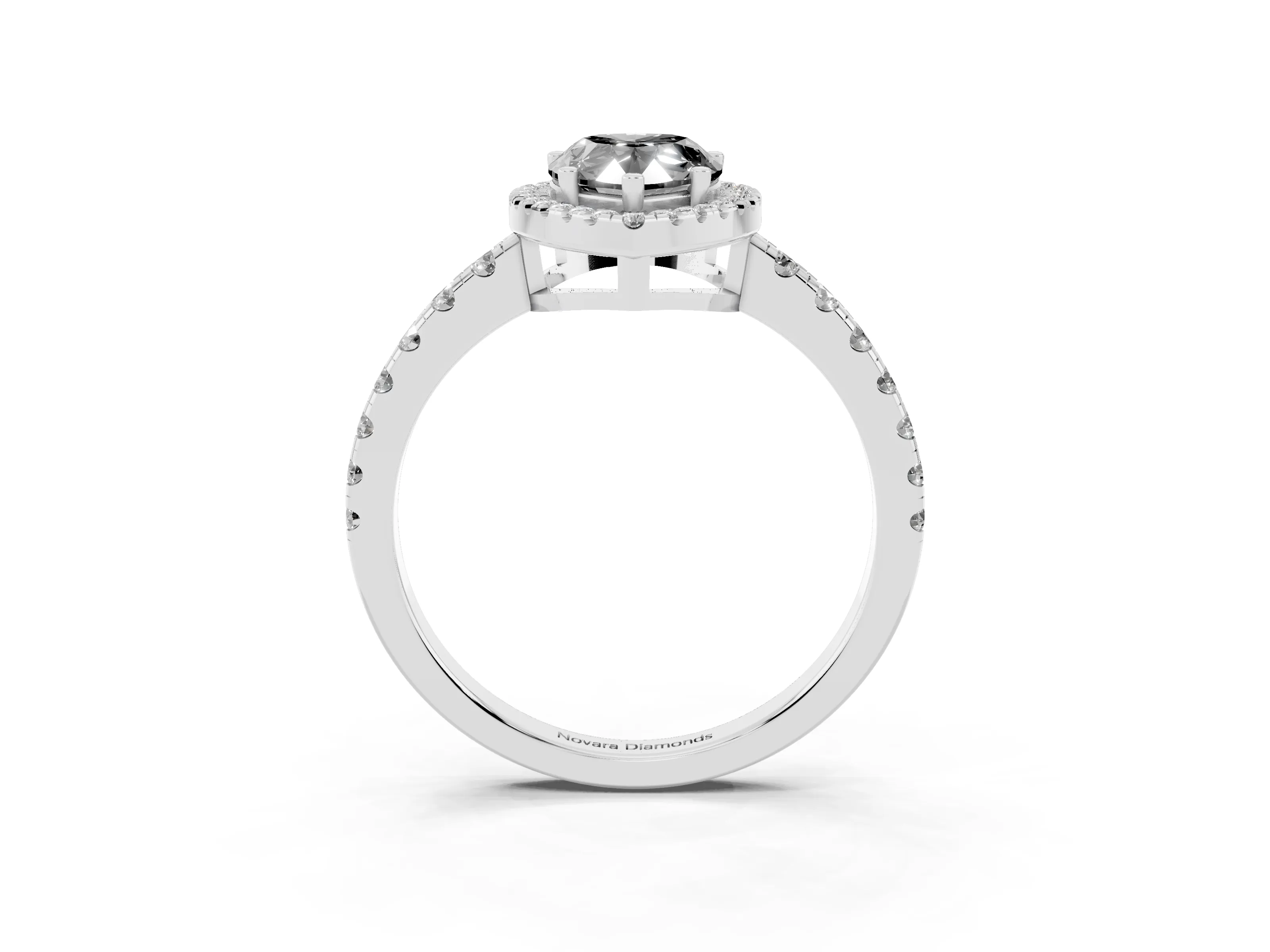 Fancy Black Pear Cut Diamond Halo Ring Set in Silver with Delicate Pavé Band and Prong Setting