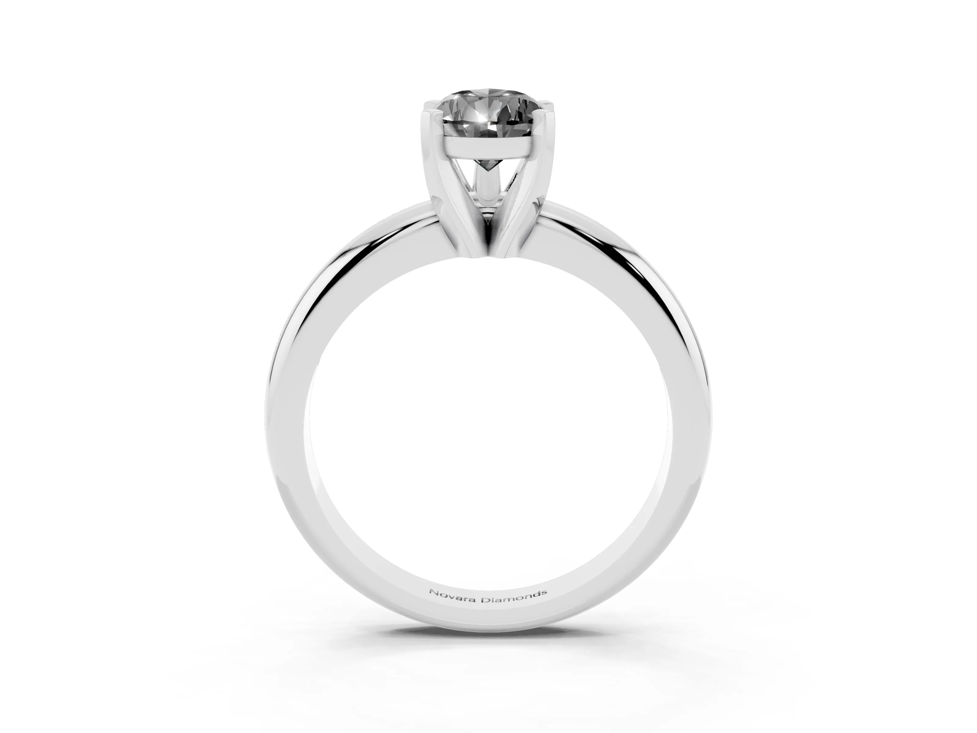 Fancy Black Pear Cut Diamond Solitaire Engagement Ring Set in White gold with Round Band and Prong Setting