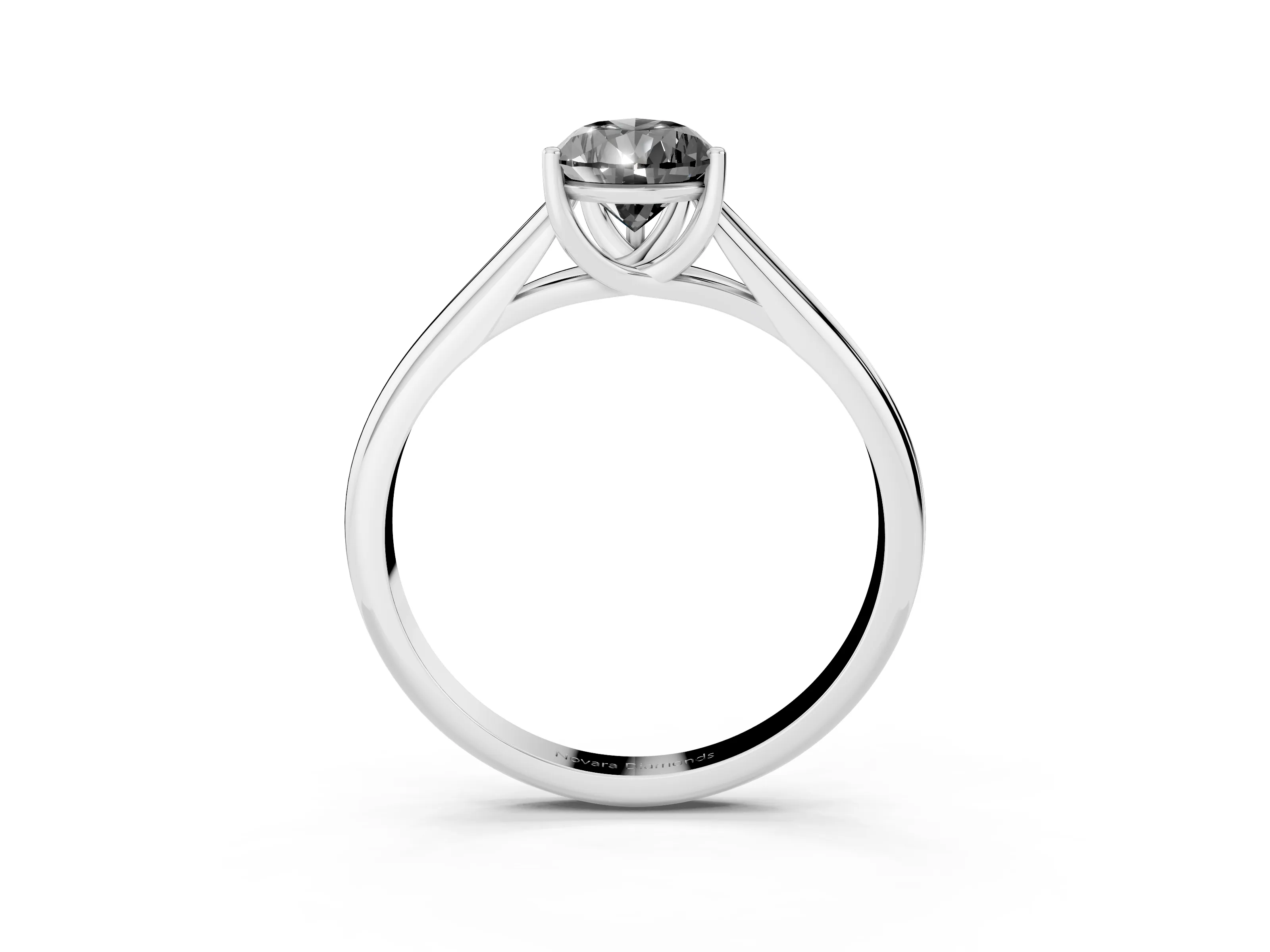 Fancy Black Pear Cut Diamond Solitaire Engagement Ring Set in Silver with Subtly Tapered Band and Prong Setting