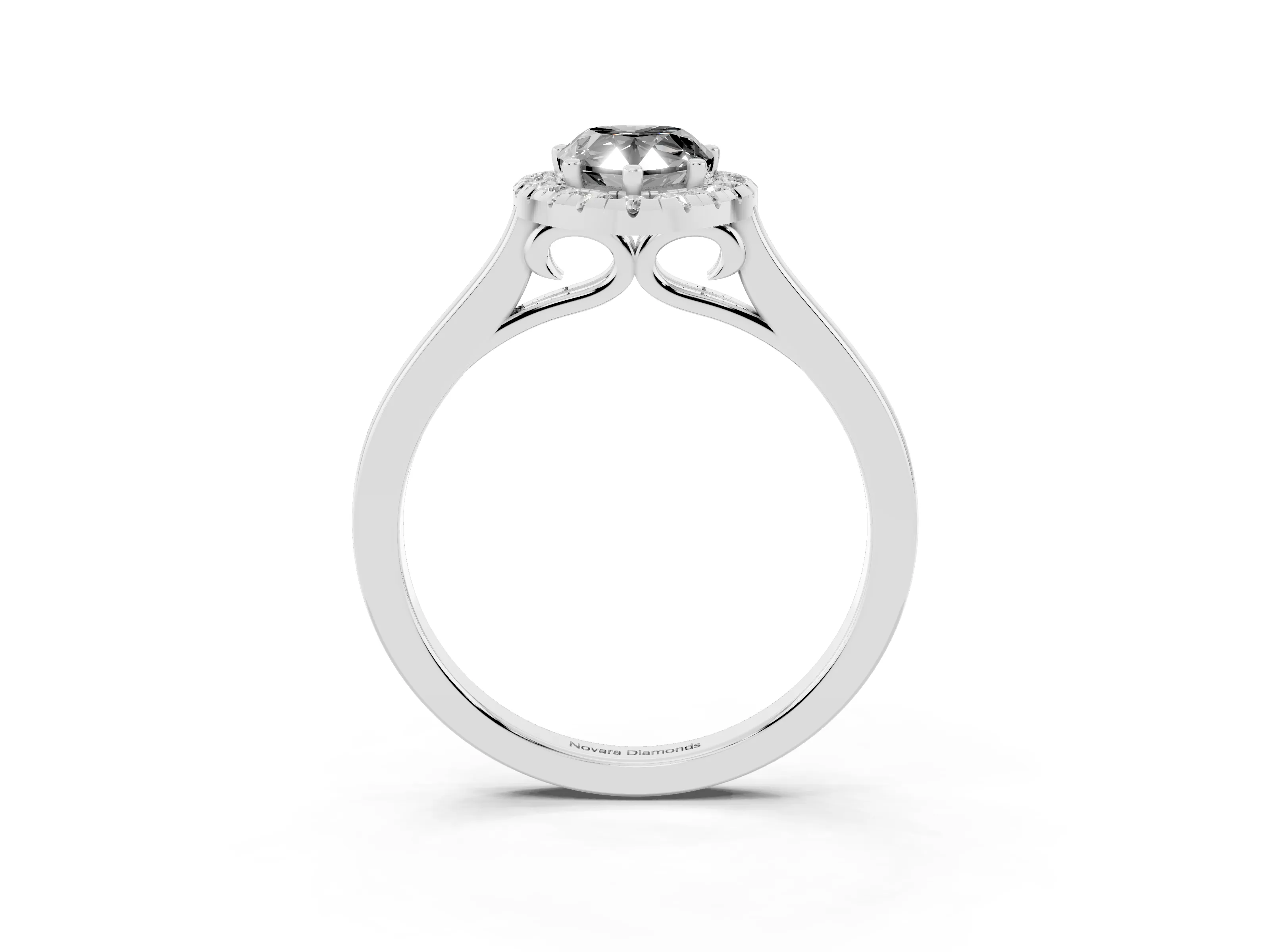 Fancy Black Pear Cut Halo Round Diamond Solitaire Ring Set in Platinum with Pavé Band and Prong Setting