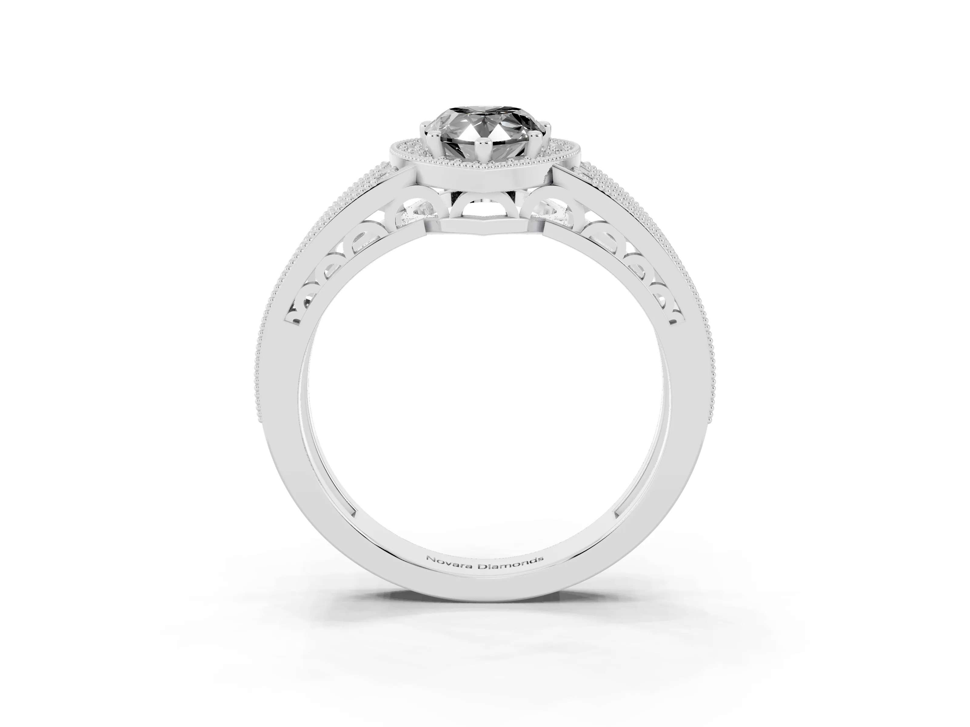 Fancy Black Pear Cut Diamond Halo Ring Set in Platinum with Accent Split Shank and Prong Setting