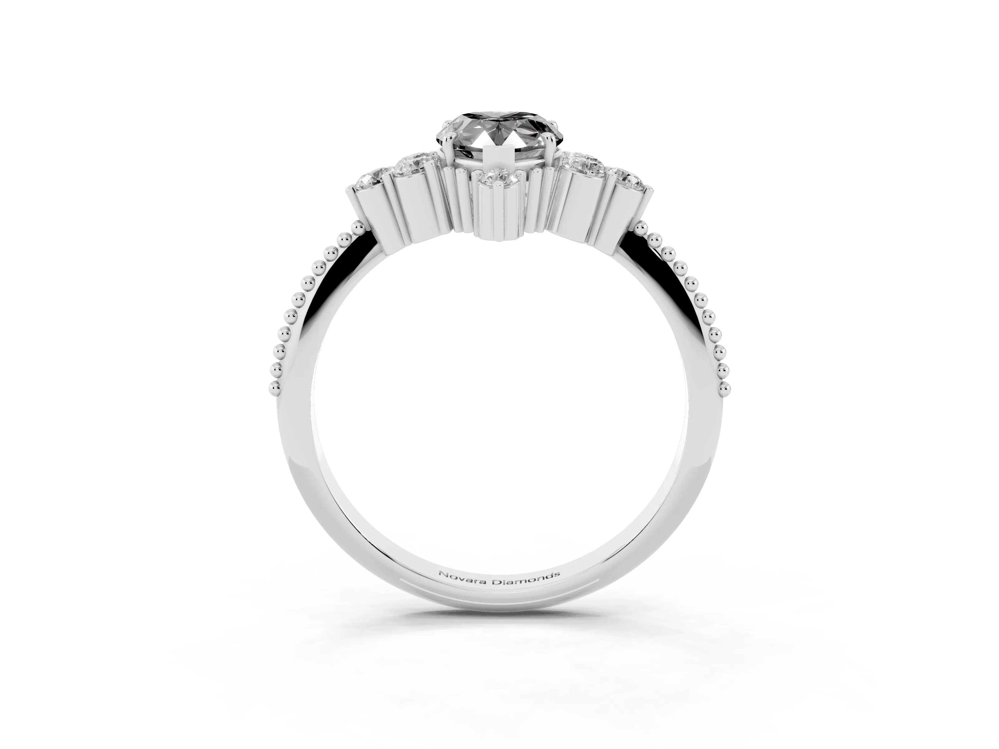 Fancy Black Pear Cut Diamond Cluster Ring Set in Platinum with Beaded Band