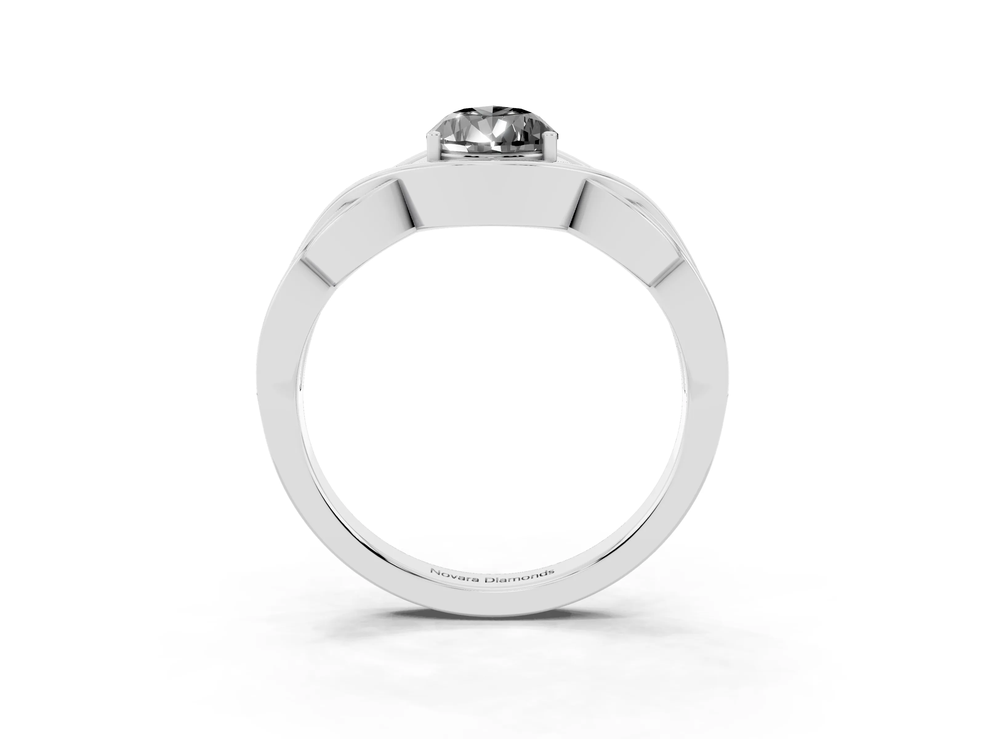 Fancy Black Pear Cut Diamond Solitaire Ring Set in Platinum with Intertwined Band