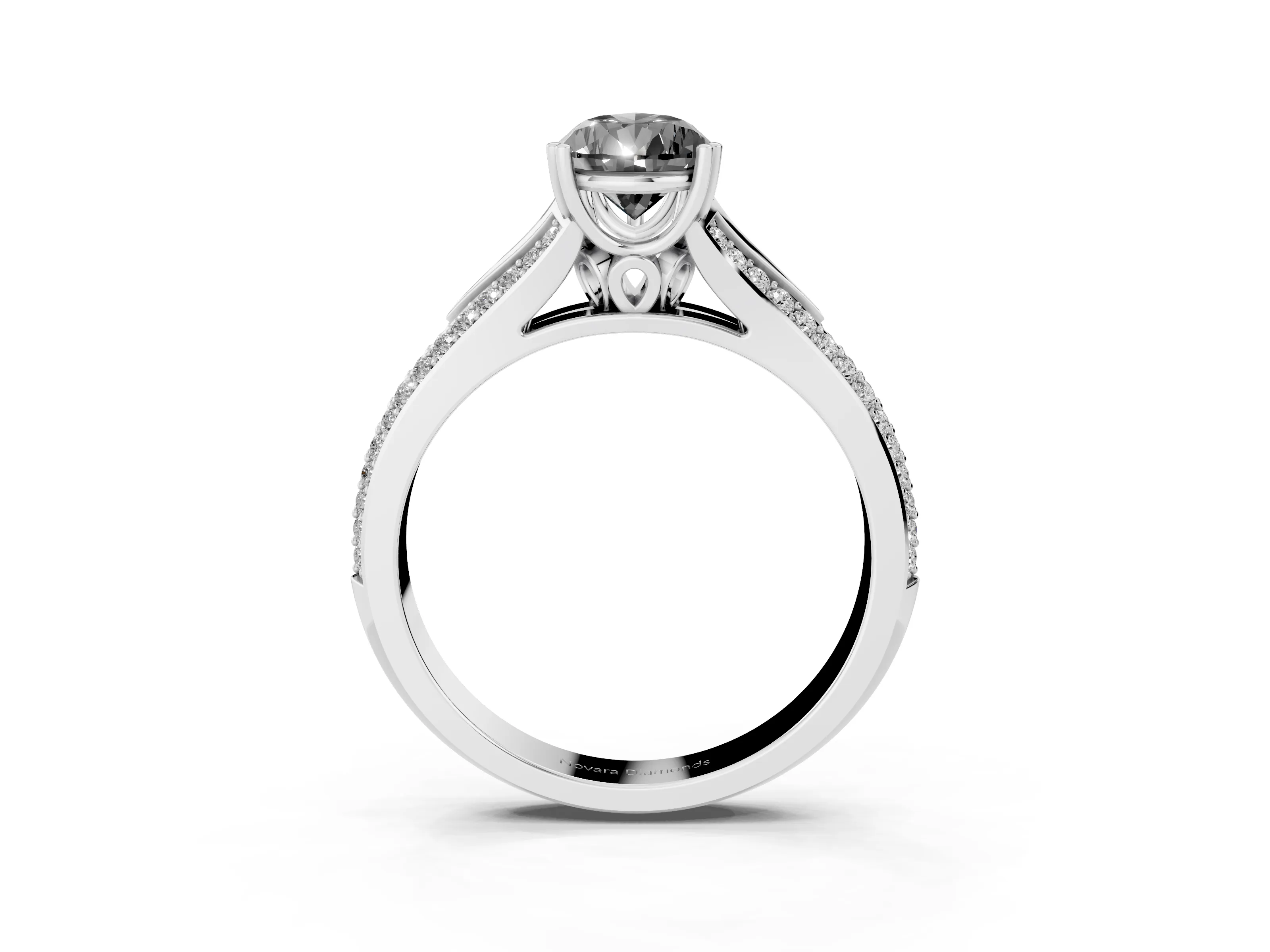 Fancy Black Pear Cut Diamond Split Shank Pavé Engagement Ring Set in Platinum with Prong-Set Center Stone