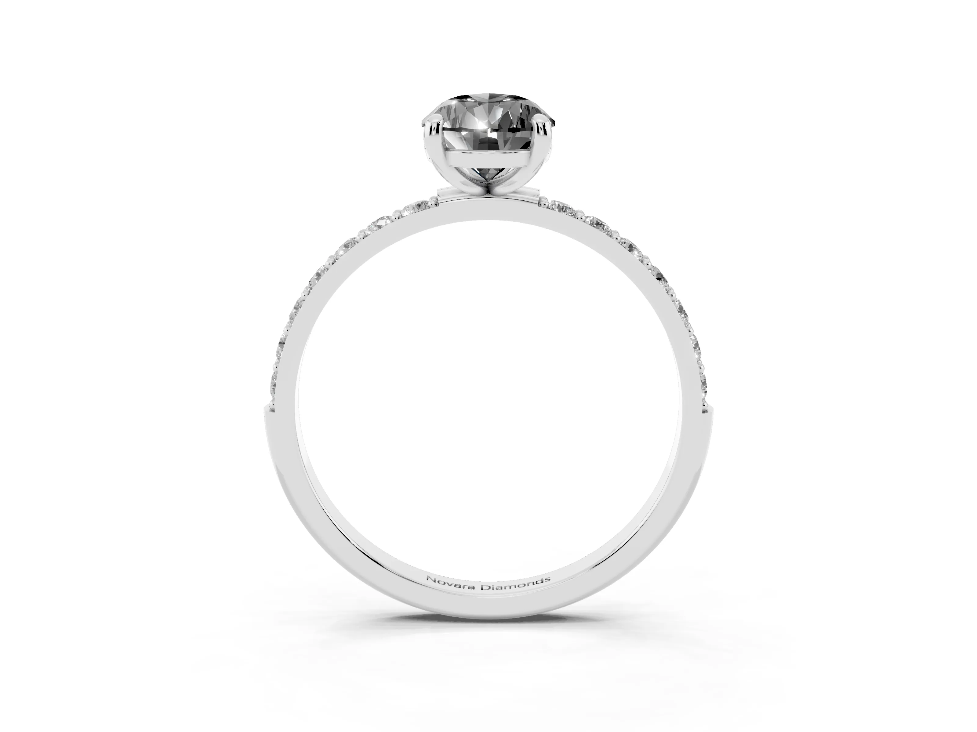 Fancy Black Pear Cut Diamond Solitaire Ring Set in Platinum with Round Pavé Band and Prong Setting
