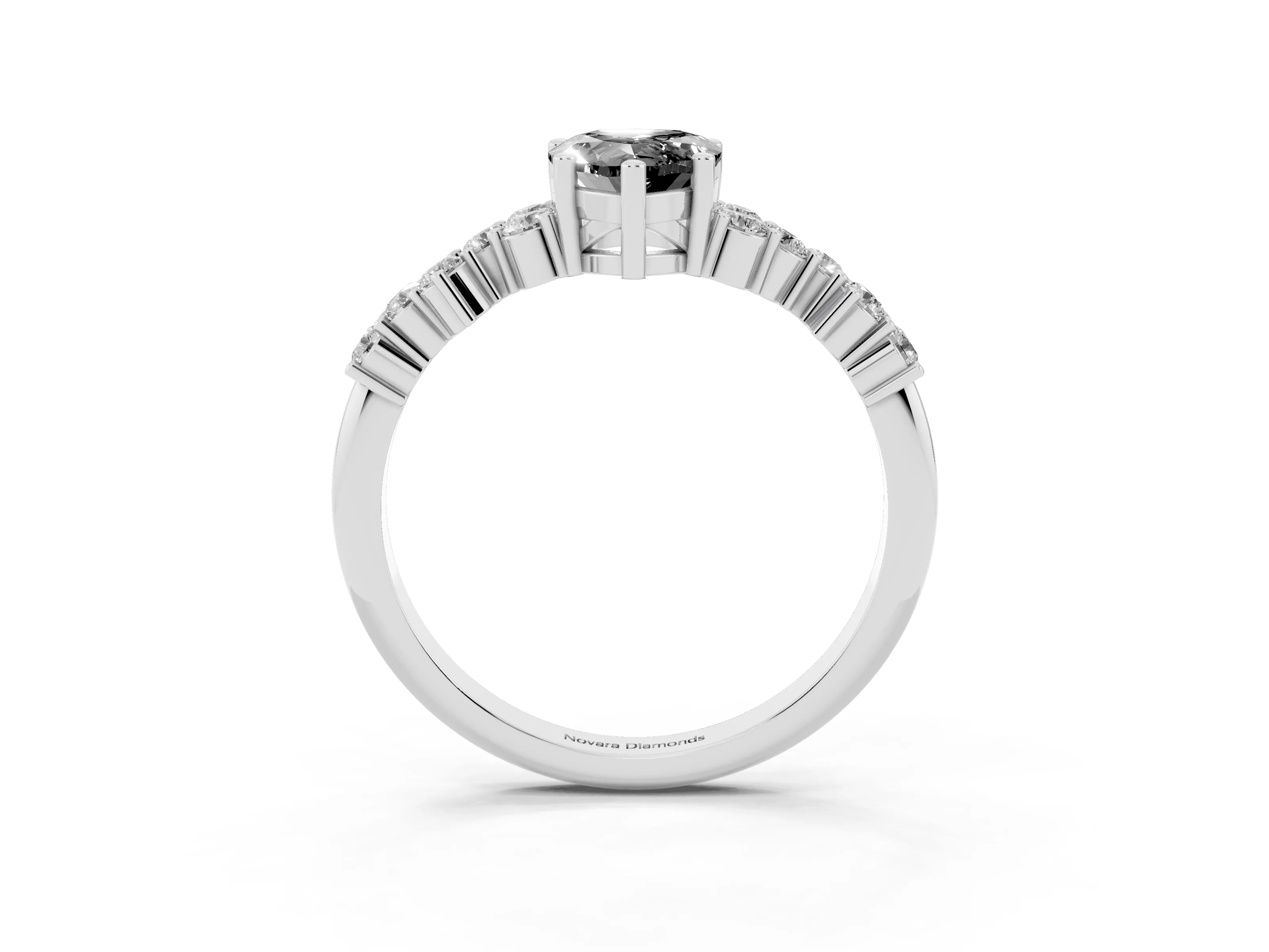 Fancy Black Pear Cut Diamond Ring Set in Platinum with Scattered Round Accents
