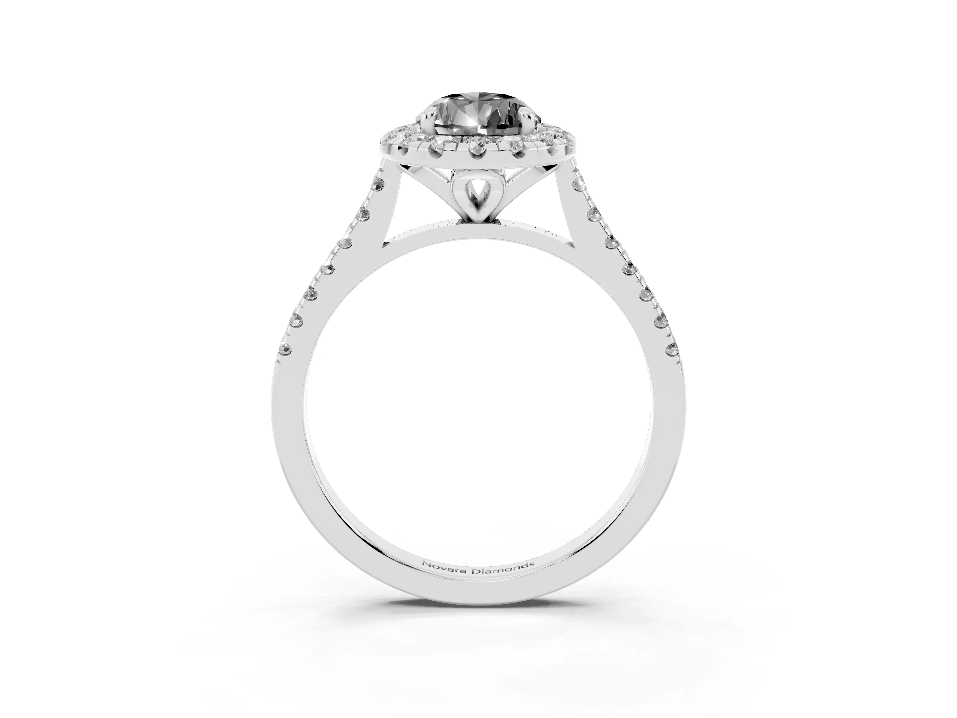 Fancy Black Pear Cut Diamond Cushion Halo Ring Set in White gold with Pavé Band