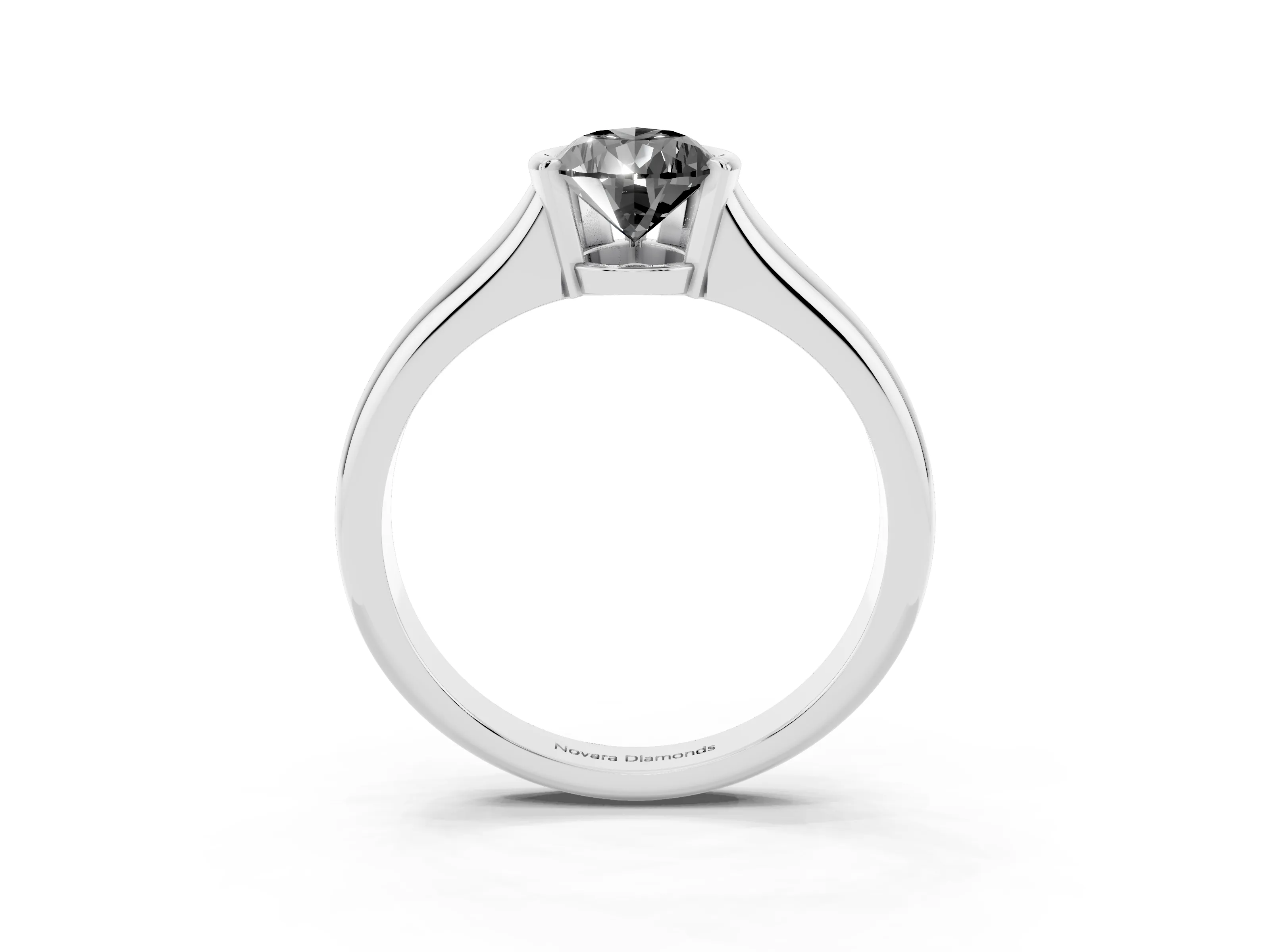 Fancy Black Pear Cut Diamond Solitaire Tension Set Ring Set in Silver with Split Shank Band
