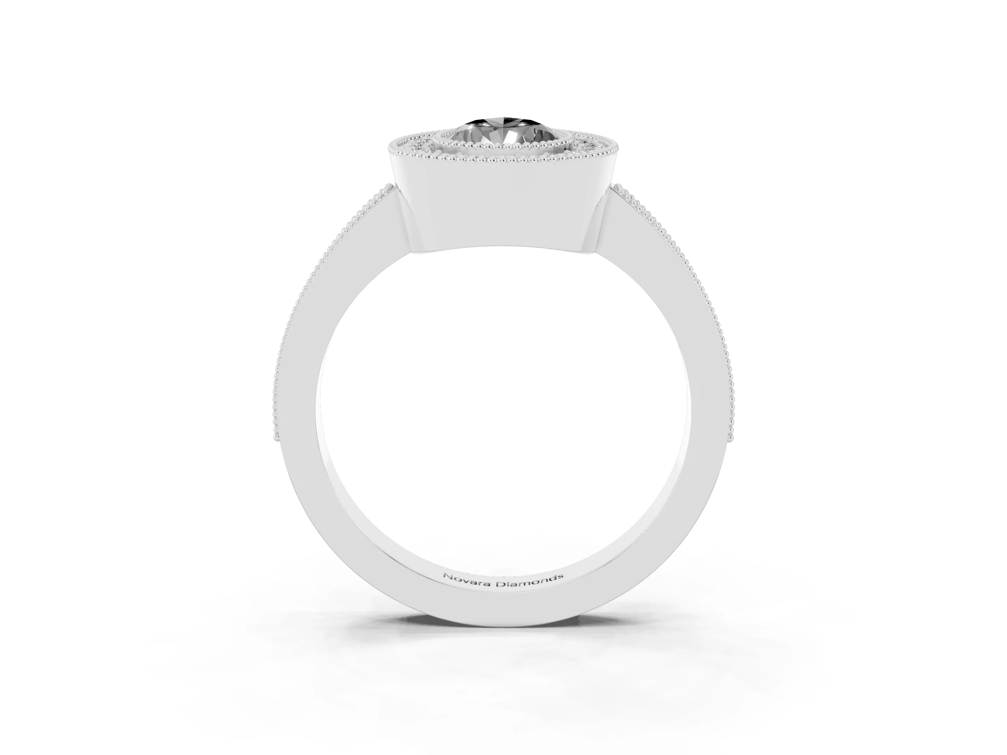 Fancy Black Pear Cut Diamond Halo Engagement Ring Set in Platinum with Pavé Band and Round Halo Stones