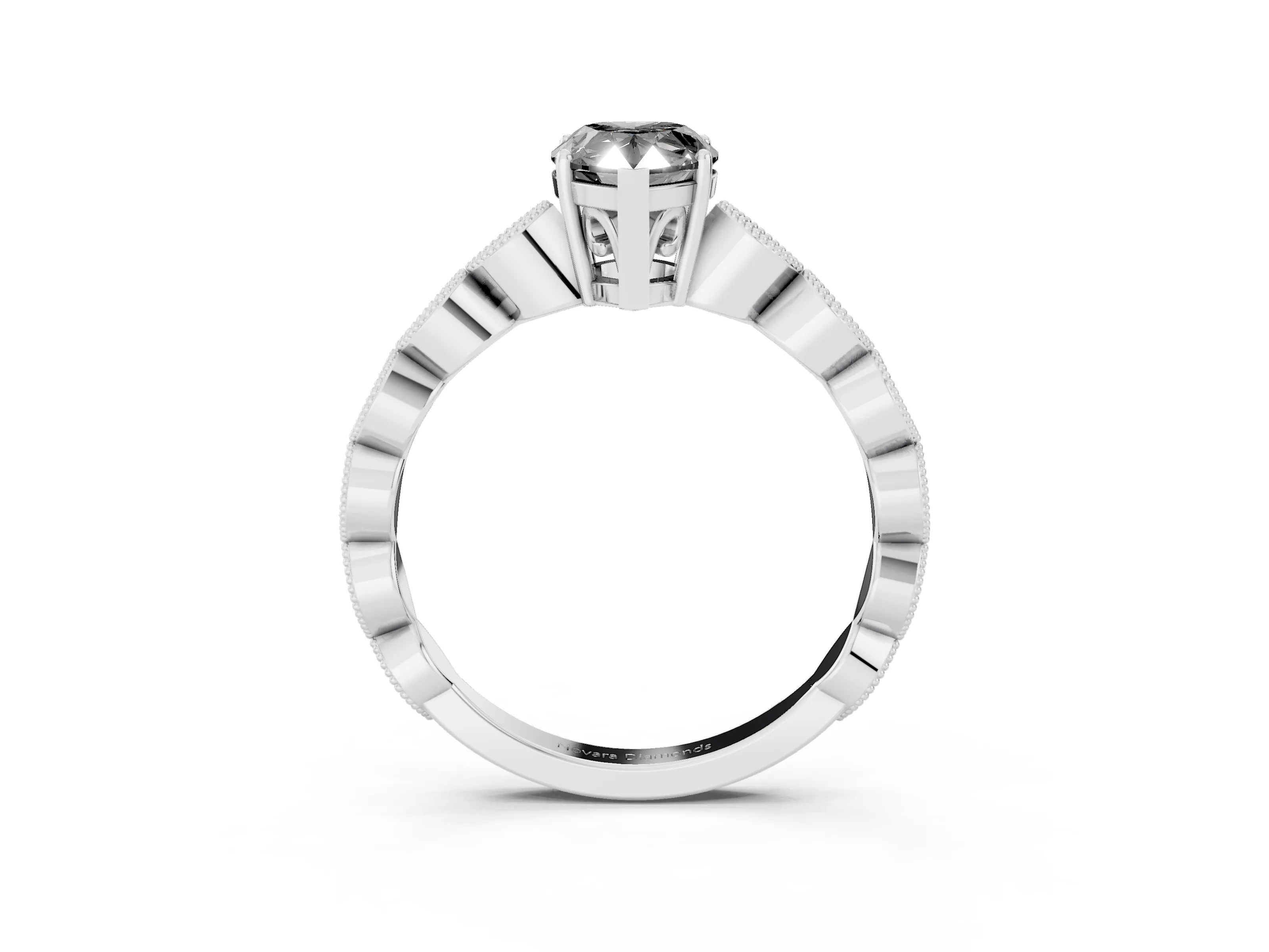 Fancy Black Pear Cut Diamond Solitaire Ring Set in Platinum with Infinity Twist Pavé Band
