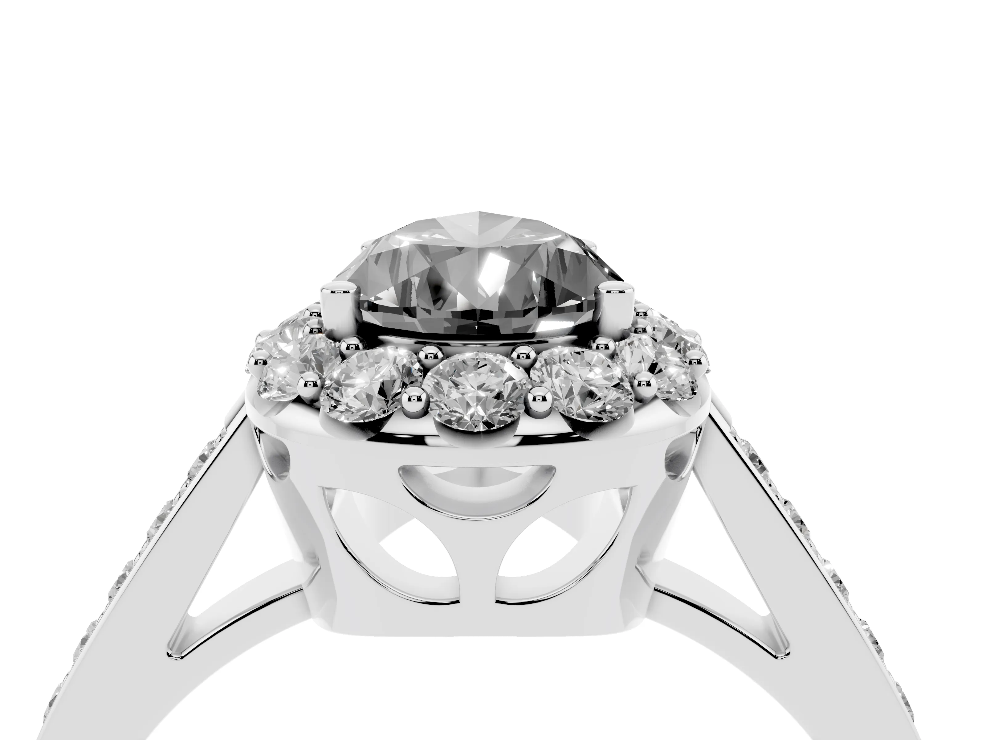 Fancy Black Pear Cut Diamond Floral Halo Ring Set in Silver with Pavé Band and Prong Setting
